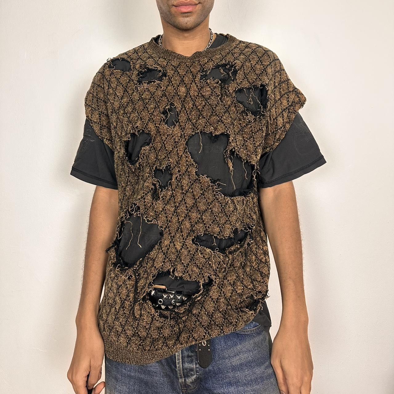 Other ASTROBOI* Grunge Sleeveless Brown Chenille Sweater - XL Size US XL / EU 56 / 4 - 1 Thumbnail