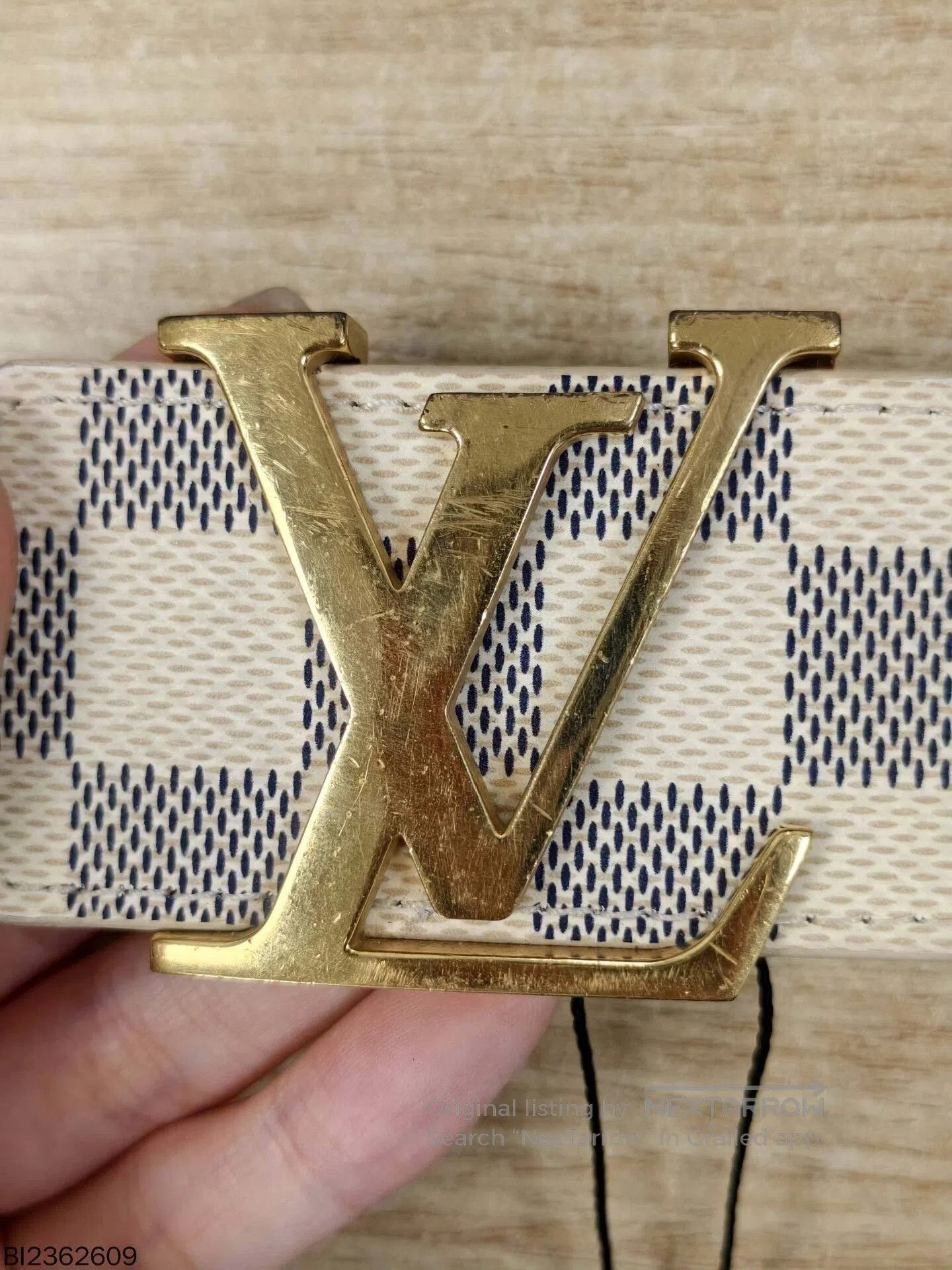 Louis Vuitton louis vuitton white checkered gold buckle belt. Size ONE SIZE - 2 Thumbnail