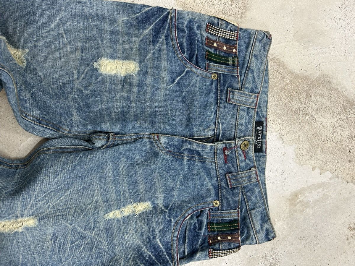 Hysteric Glamour Wave List Double Japan Waist Clawn Marks Cracked Washed Size US 31 - 9 Thumbnail