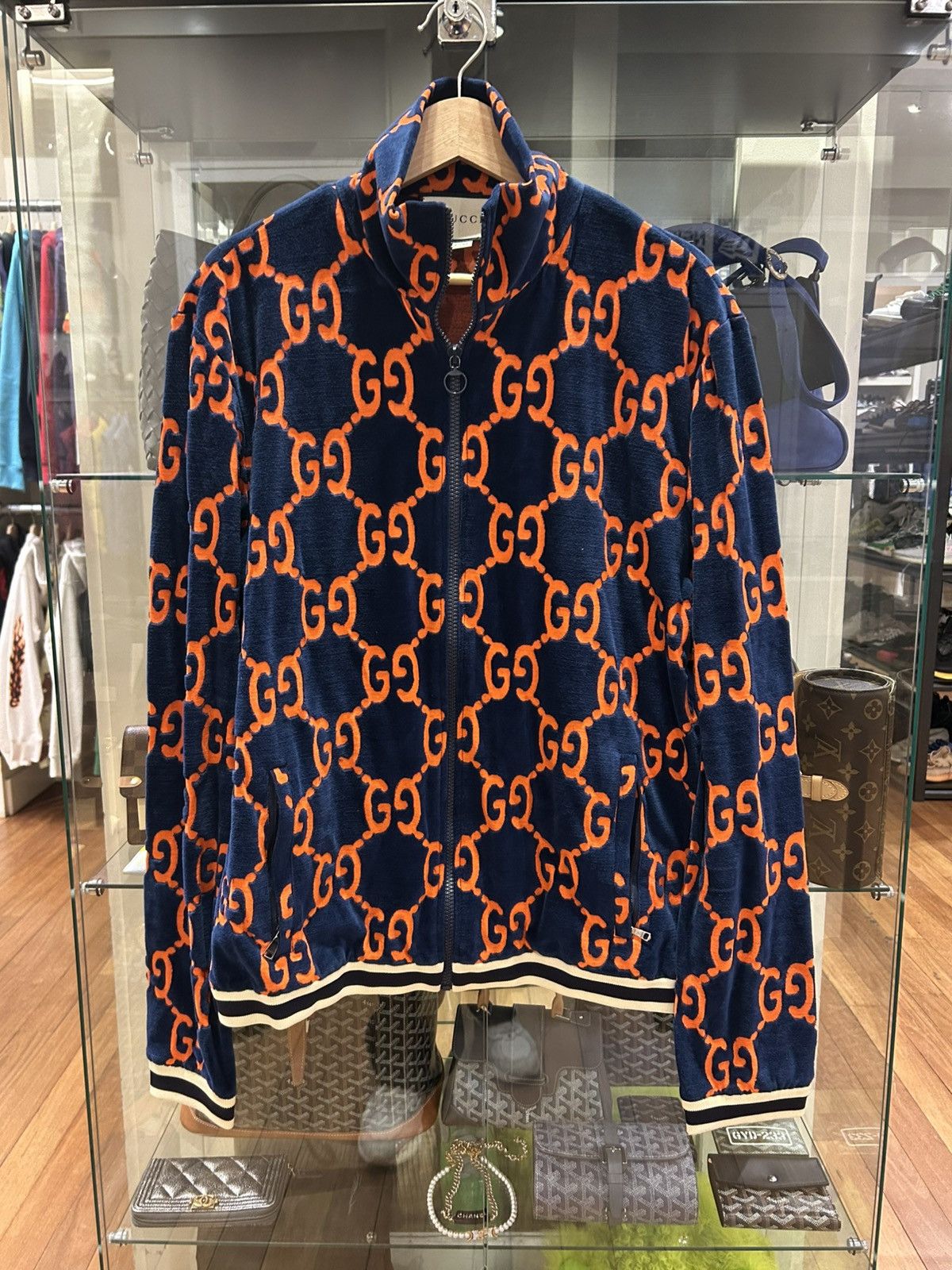 Gucci Gucci Monogram Velour Track Jacket Size US L / EU 52-54 / 3 - 1 Thumbnail