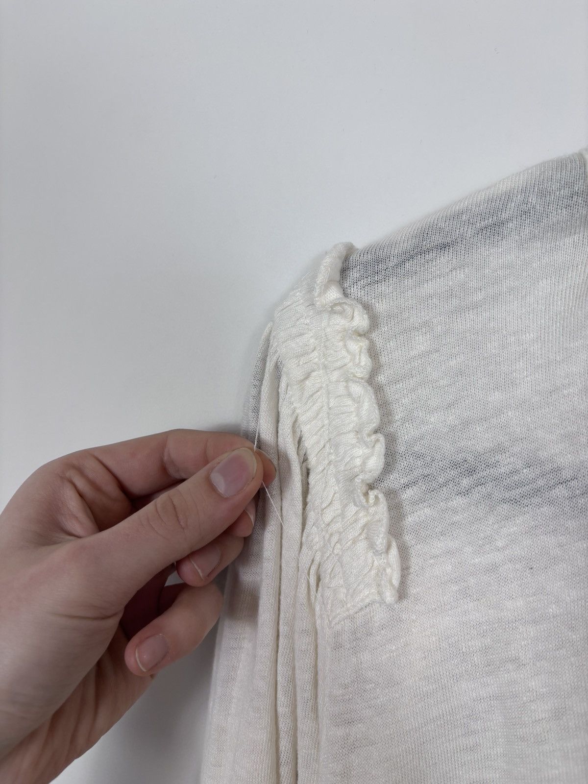 Lauren Ralph Lauren Lauren Ralph Lauren Women’s Ivory Linen Long Sleeve Blouse Size L / US 10 / IT 46 - 5 Thumbnail