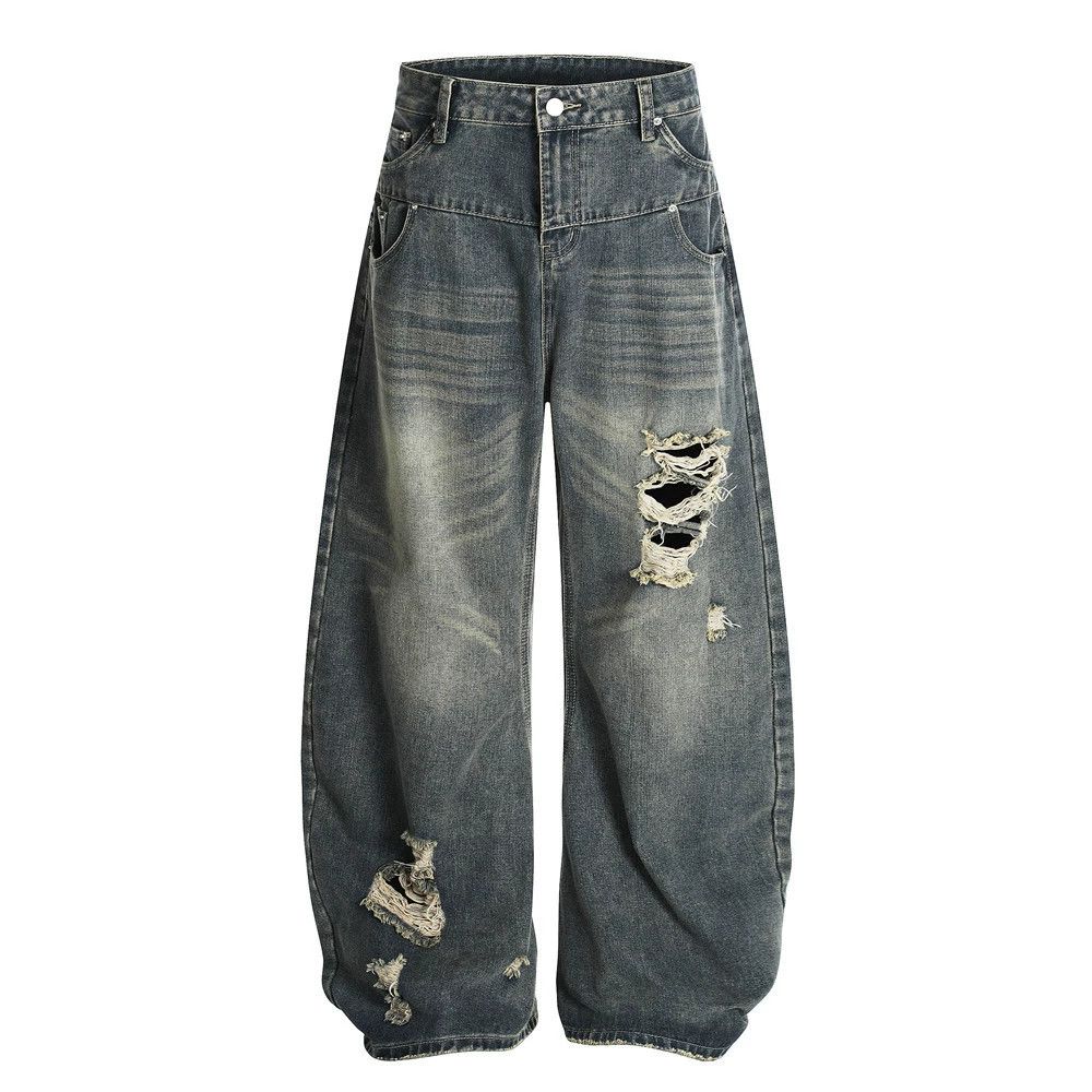 Vintage Men's punk washed ripped scimitar jeans Size US 34 / EU 50 - 1 Thumbnail