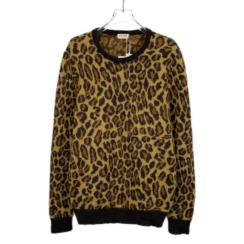 Saint Laurent Paris Saint Laurent Brown leopard-print wool crewneck long-sleeve Size US M / EU 48-50 / 2 - 1 Thumbnail