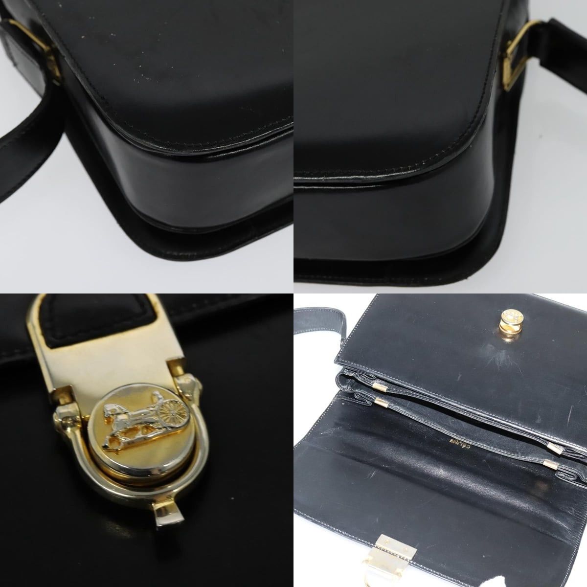 Celine CELINE Shoulder Bag Leather Black Gold Size ONE SIZE - 11 Thumbnail