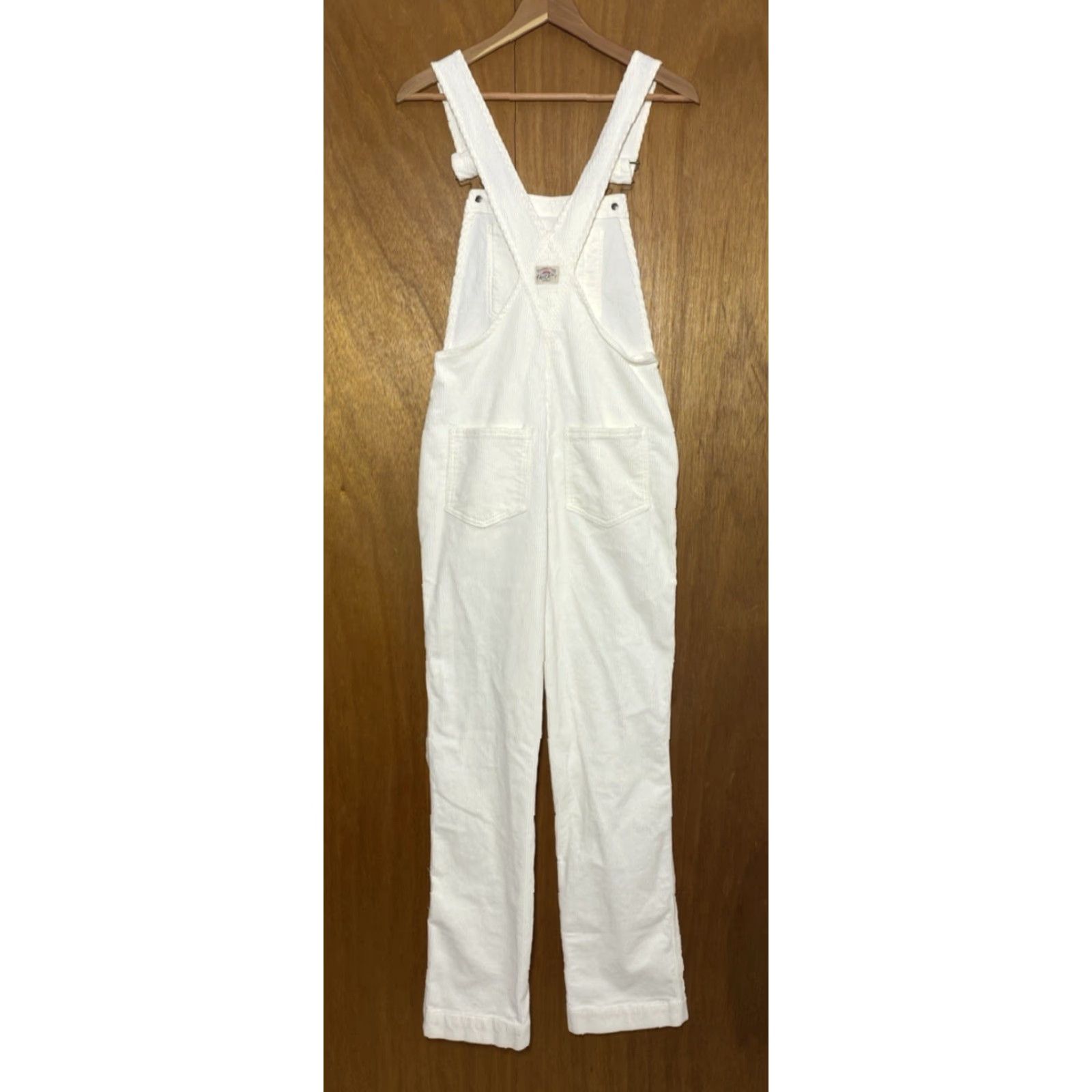 Faherty Faherty Women's Corduroy Overalls Pants Solid Ivory 90s Organic Cotton S Women's Walker Corduroy Overalls Size 28" / US 6 / IT 42 - 4 Thumbnail
