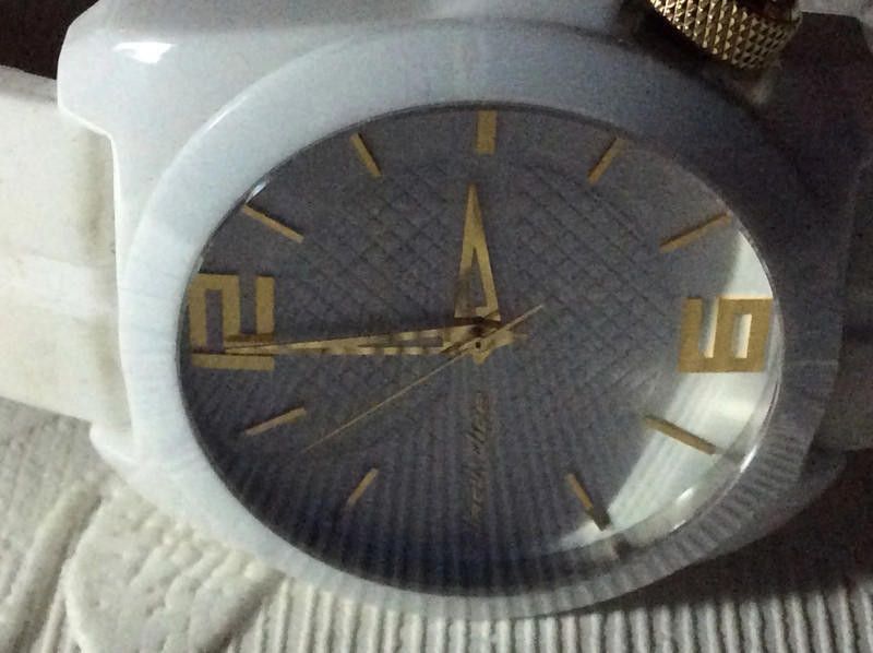 Designer Black dice white gold dial ladies rubber watch Size ONE SIZE - 2 Thumbnail