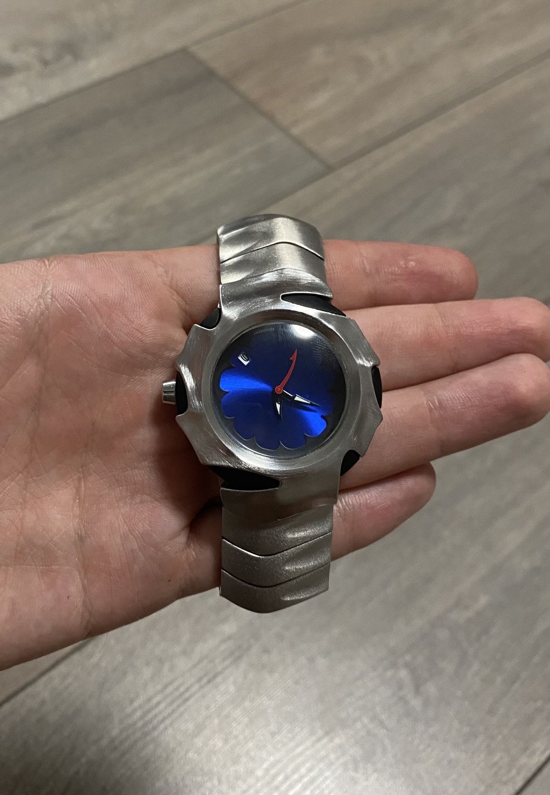 Futuristic Oakley Style Blue Dial Watch – Unique Bold Design