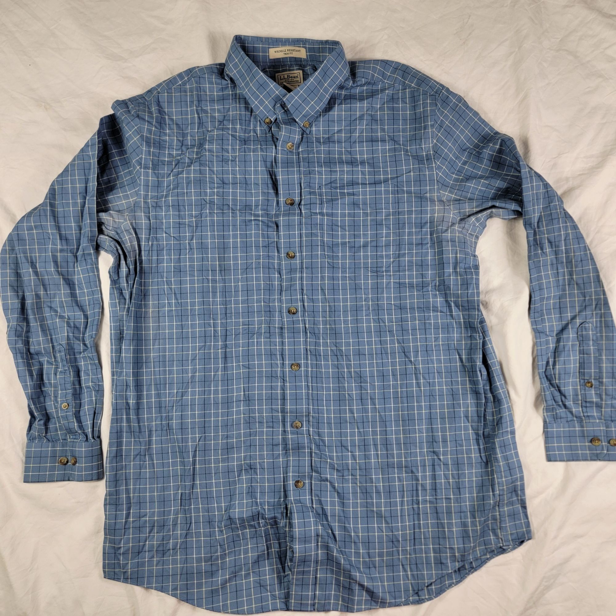 L.L. Bean LL Bean Mens XL Tall Blue Plaid Button Down Long Sleeve Shir Size US XL / EU 56 / 4 - 1 Thumbnail