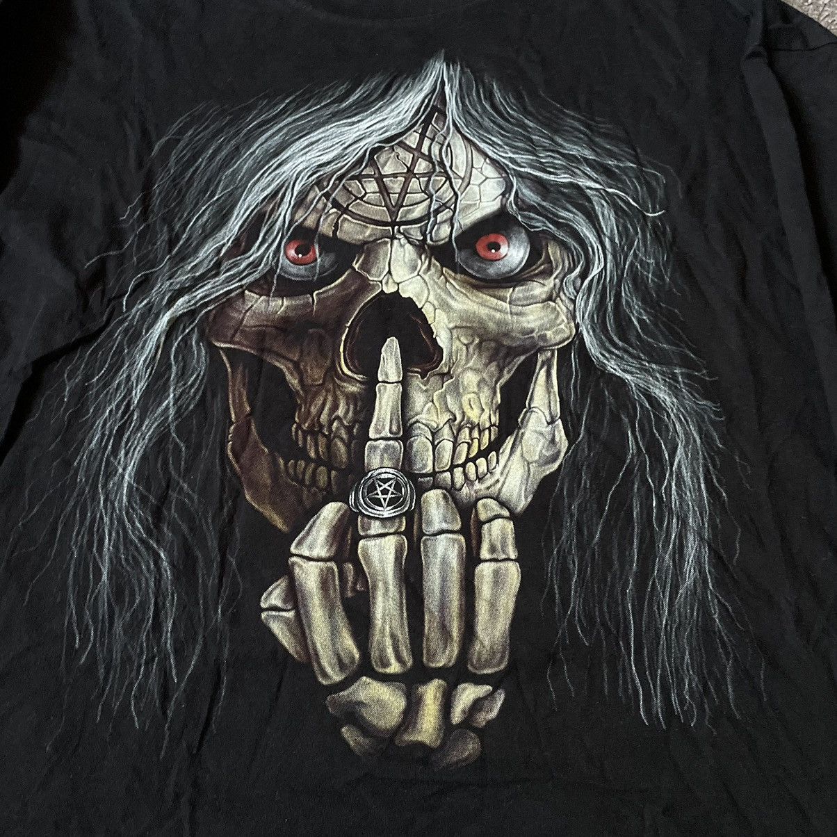 Band Tees Vintage Y2K FUCK MIDDLE FINGER FACE Horror SKELETON 90S Size US M / EU 48-50 / 2 - 4 Thumbnail