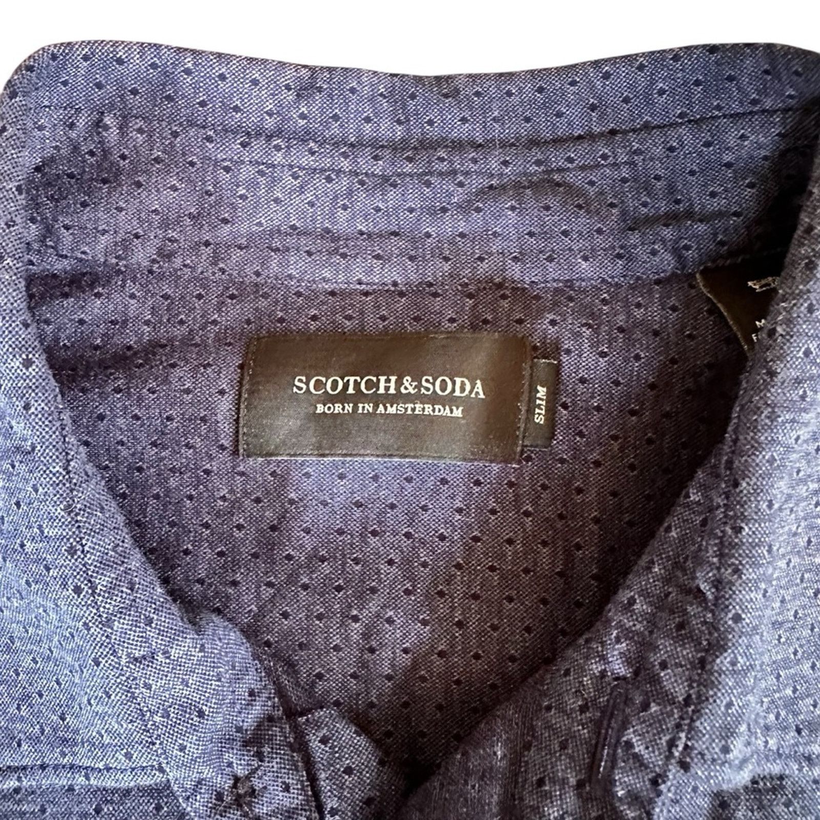 Scotch & Soda Scotch & Soda Slim Fit Cotton Blue Dot Button-Up – Size L Size US L / EU 52-54 / 3 - 2 Thumbnail