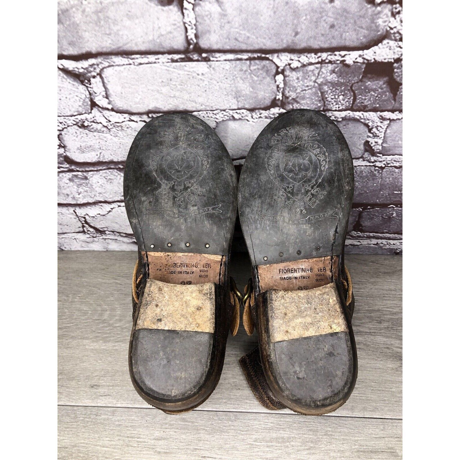 Fiorentini + Baker Fiorentini + Baker Brown Leather Side Zip Buckle Ankle Boots Size US 7 / IT 37 - 16 Thumbnail