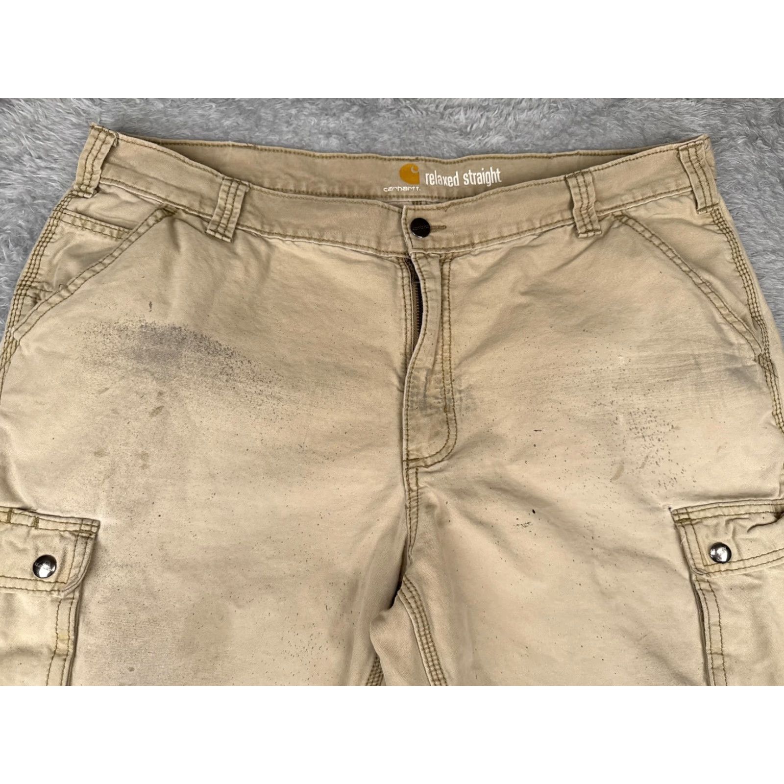 Carhartt Carhartt Mens Pants 40x32 Tan Cargo Canvas Relaxed Straight Workwear Utility Size US 40 / EU 56 - 4 Thumbnail