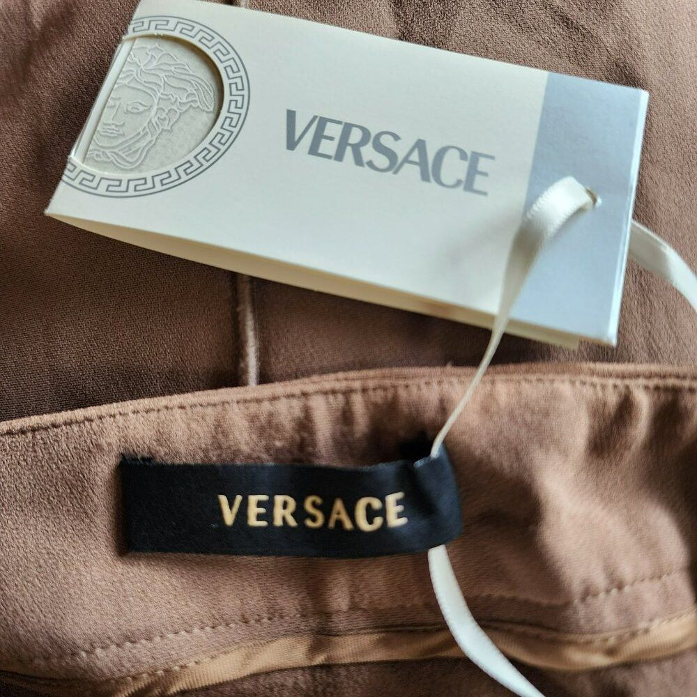 Versace Versace Brown Skirt L Silk Viscose IT46 | US12 Solid Tailor Size 34" / US 12 / IT 48 - 2 Thumbnail