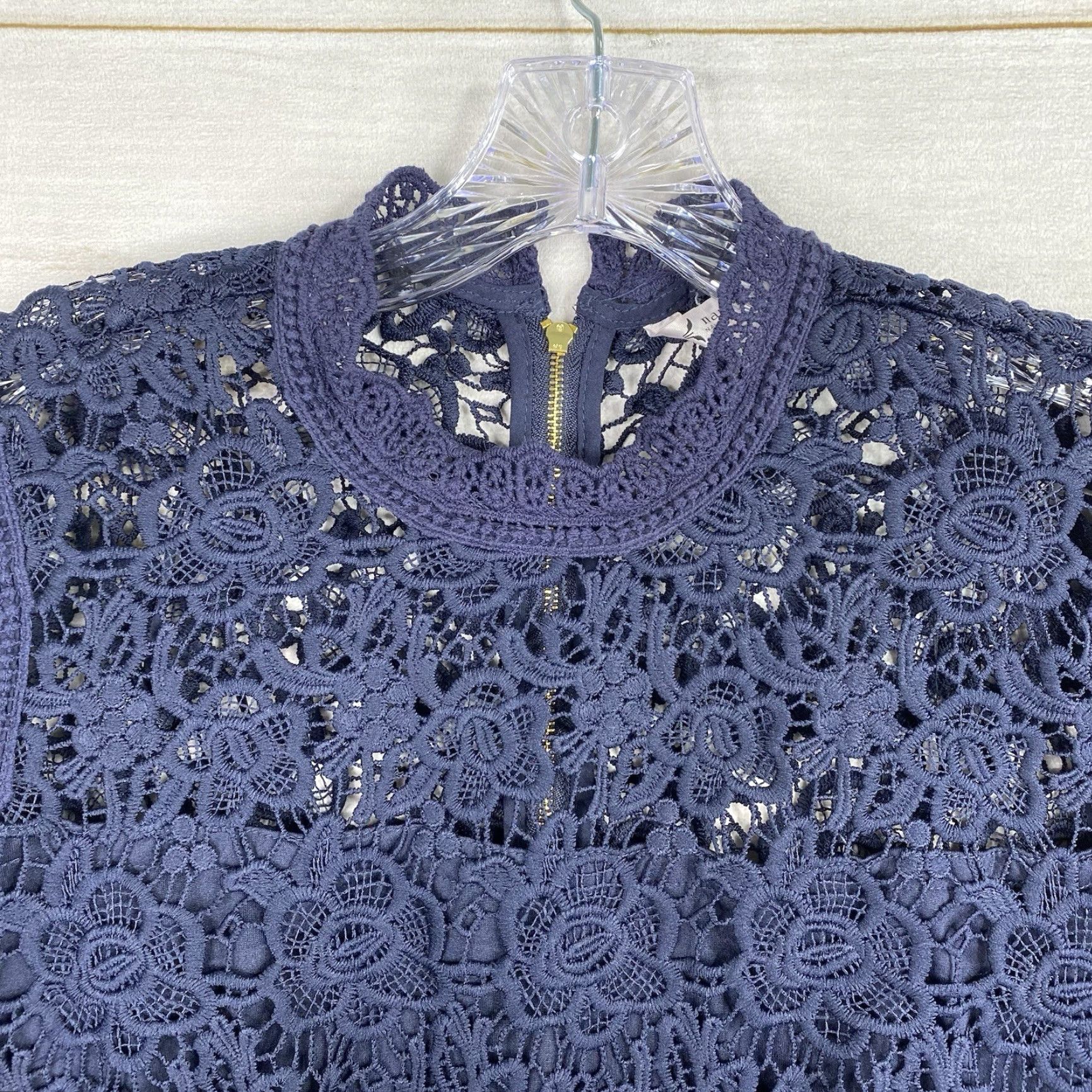 Nanette Lepore Nanette Lepore Top Womens S Blue Lace Sleeveless Mock Neck Lined Crochet Floral Bohemian Party/Cocktail, Wedding, Casual Shirt, Regular Women, Blue, S Size S / US 4 / IT 40 - 2 Thumbnail