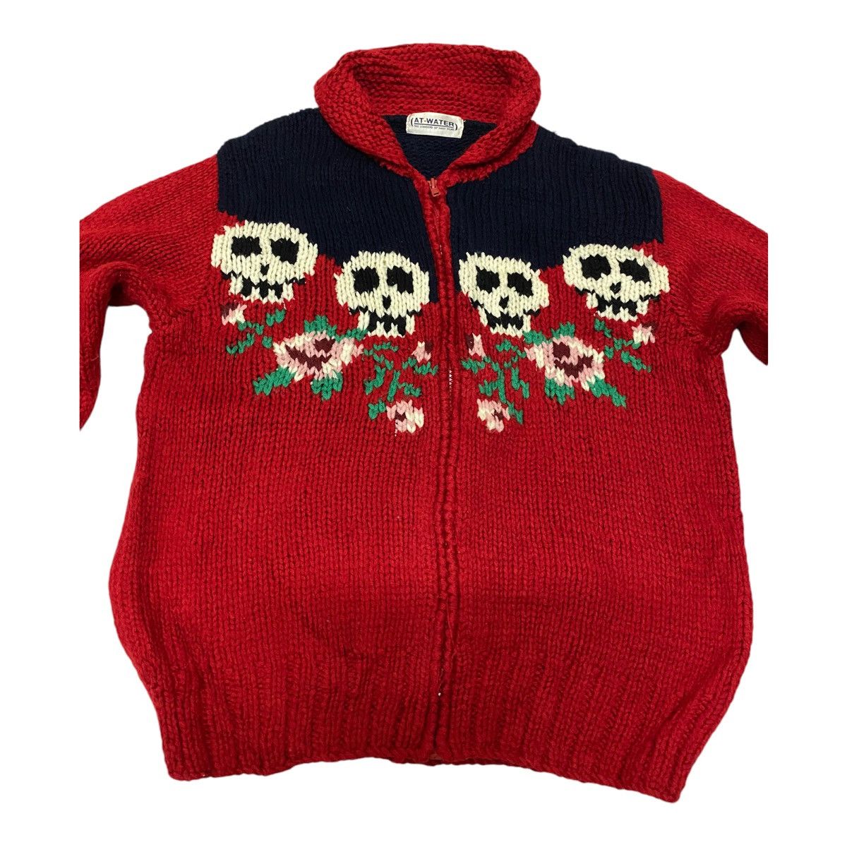 If Six Was Nine × Japanese Brand 🇯🇵 At-Water Skulls Zipper Knit Sweater (C3) Size US M / EU 48-50 / 2 - 3 Thumbnail