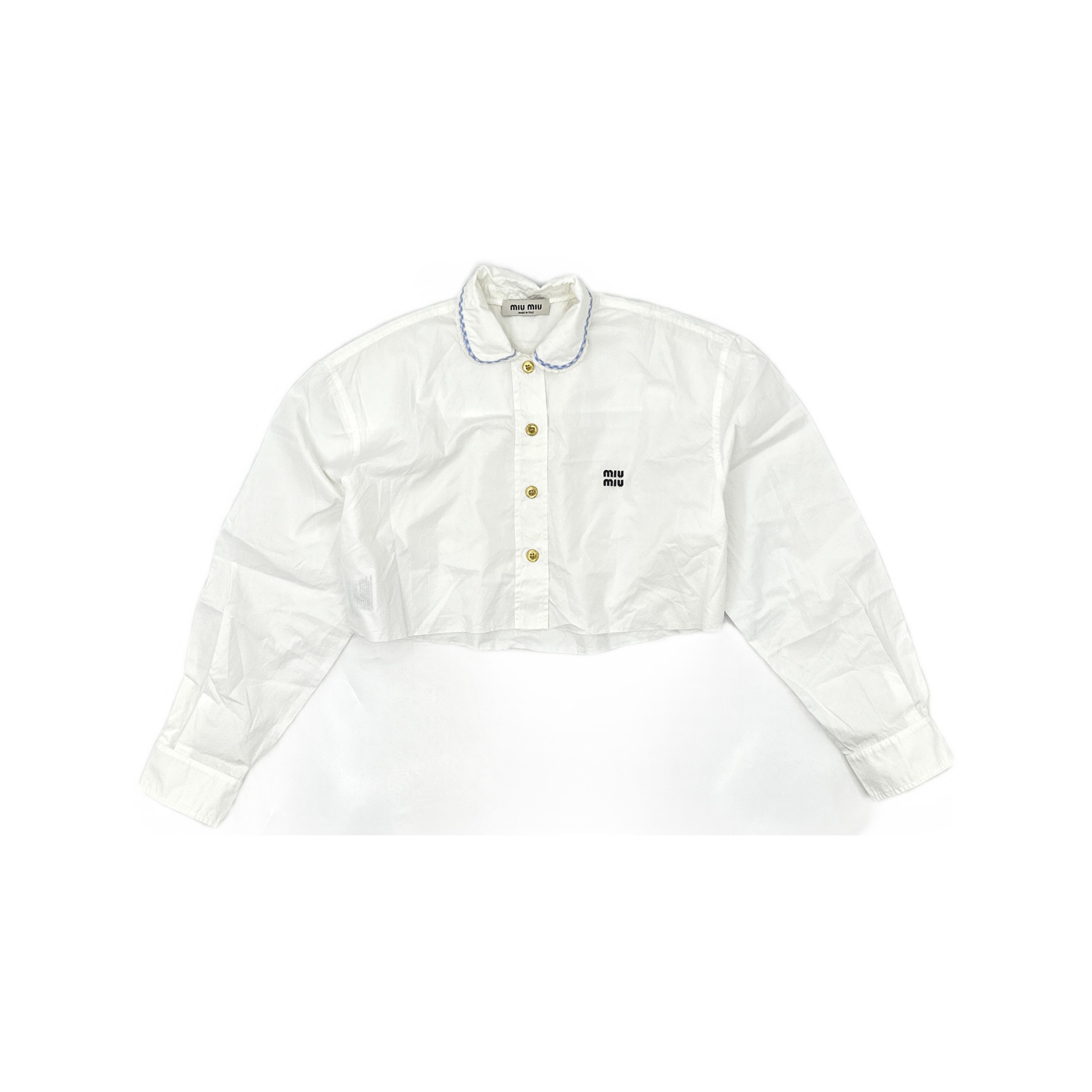 Miu Miu Miu Miu Gingham Trim Button Up Shirt Size 38 Size XS / US 0-2 / IT 36-38 - 1 Thumbnail