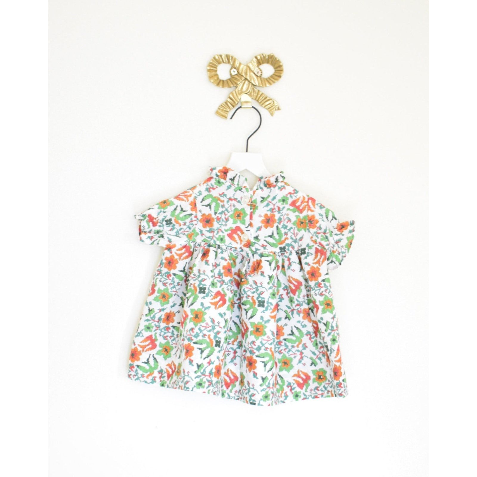 Vintage BABY vintage cross-stitch Dress / 6-12 months Size XXS / US 00 / IT 34 - 2 Thumbnail