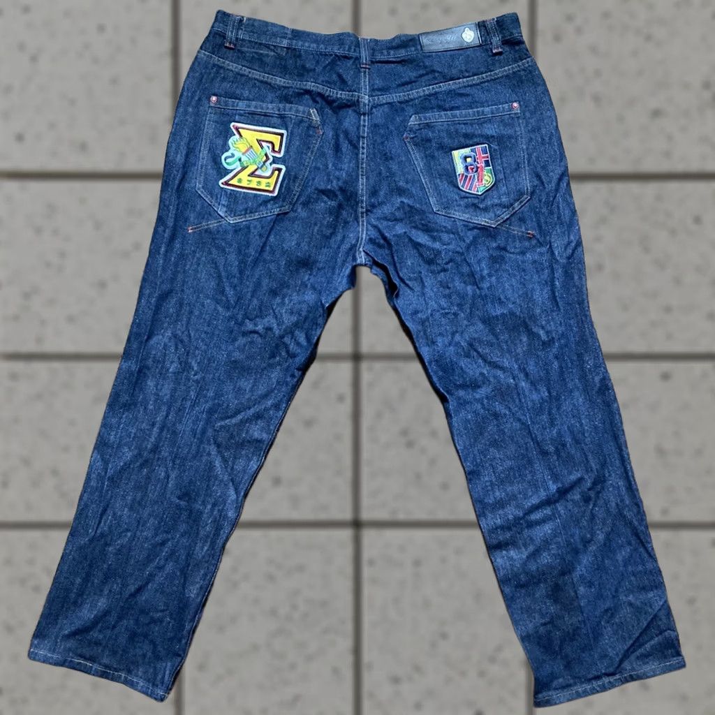 Vintage VINTAGE Eight 732 Jeans Men 44x34 Denim Patch Embroidered Wide-Leg Skater Y2K 90s Baggy Workwear City Hipster College JSB Size US 44 / EU 60 - 1 Thumbnail