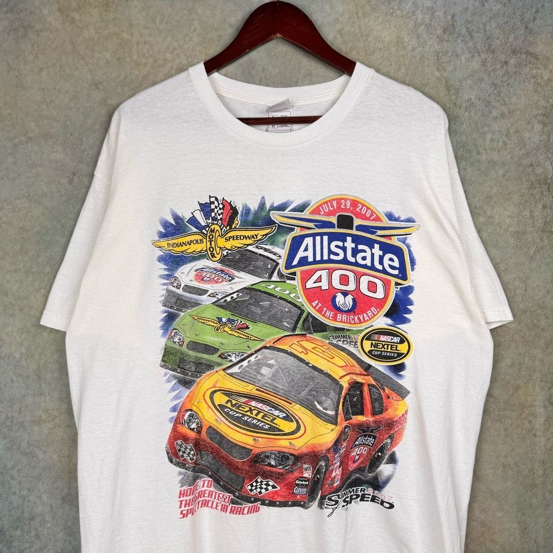 NASCAR × Vintage VTG Y2K Nascar Racing Big Print T Shirt Sz XL White Size US XL / EU 56 / 4 - 3 Thumbnail