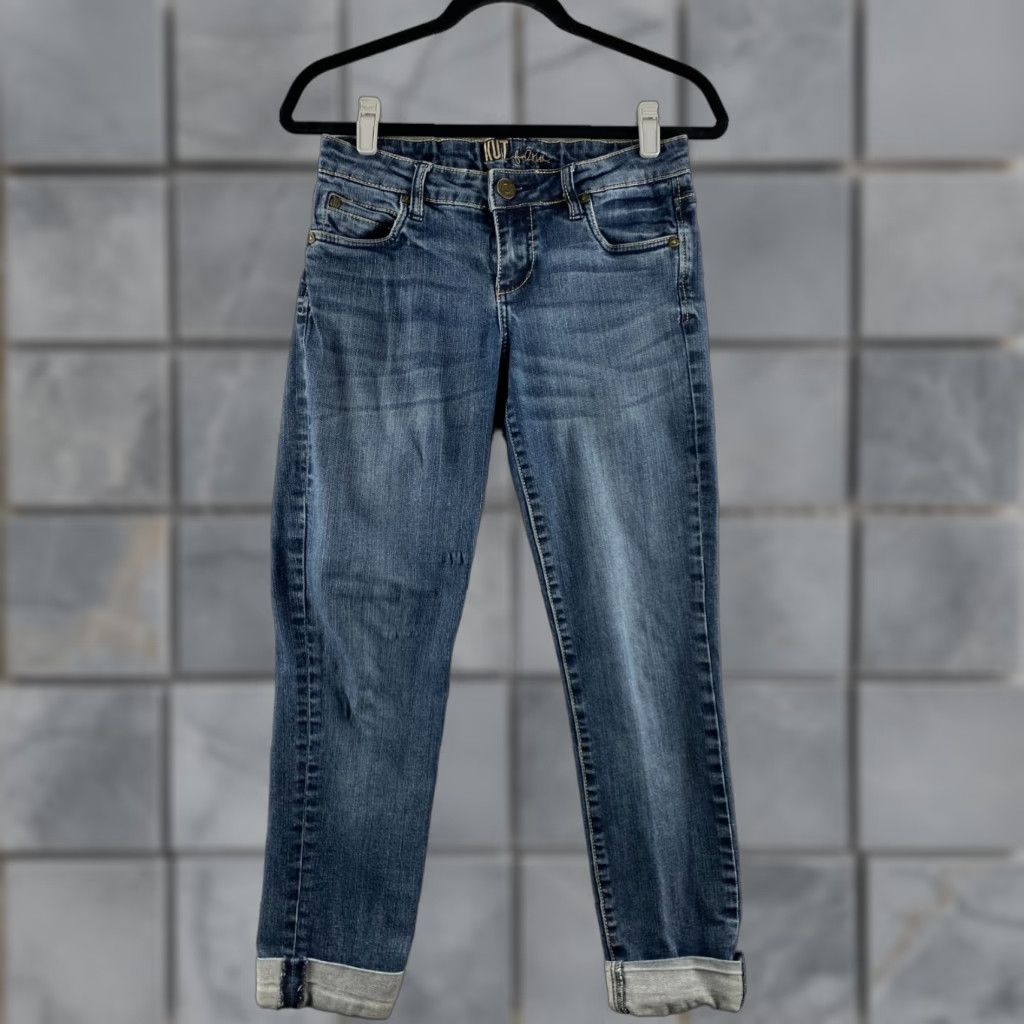 Vintage Kut from the Kloth Jeans Womens 4 Blue Mid Rise Distressed Denim Pockets Dark Size 27" / US 4 / IT 40 - 1 Thumbnail