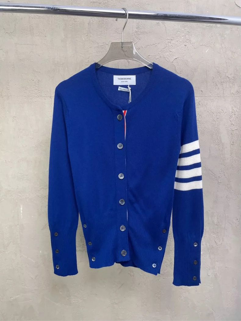 Thom Browne Thom Browne Clare Blue four stripe cashmere sweater Size XS / US 0-2 / IT 36-38 - 4 Thumbnail