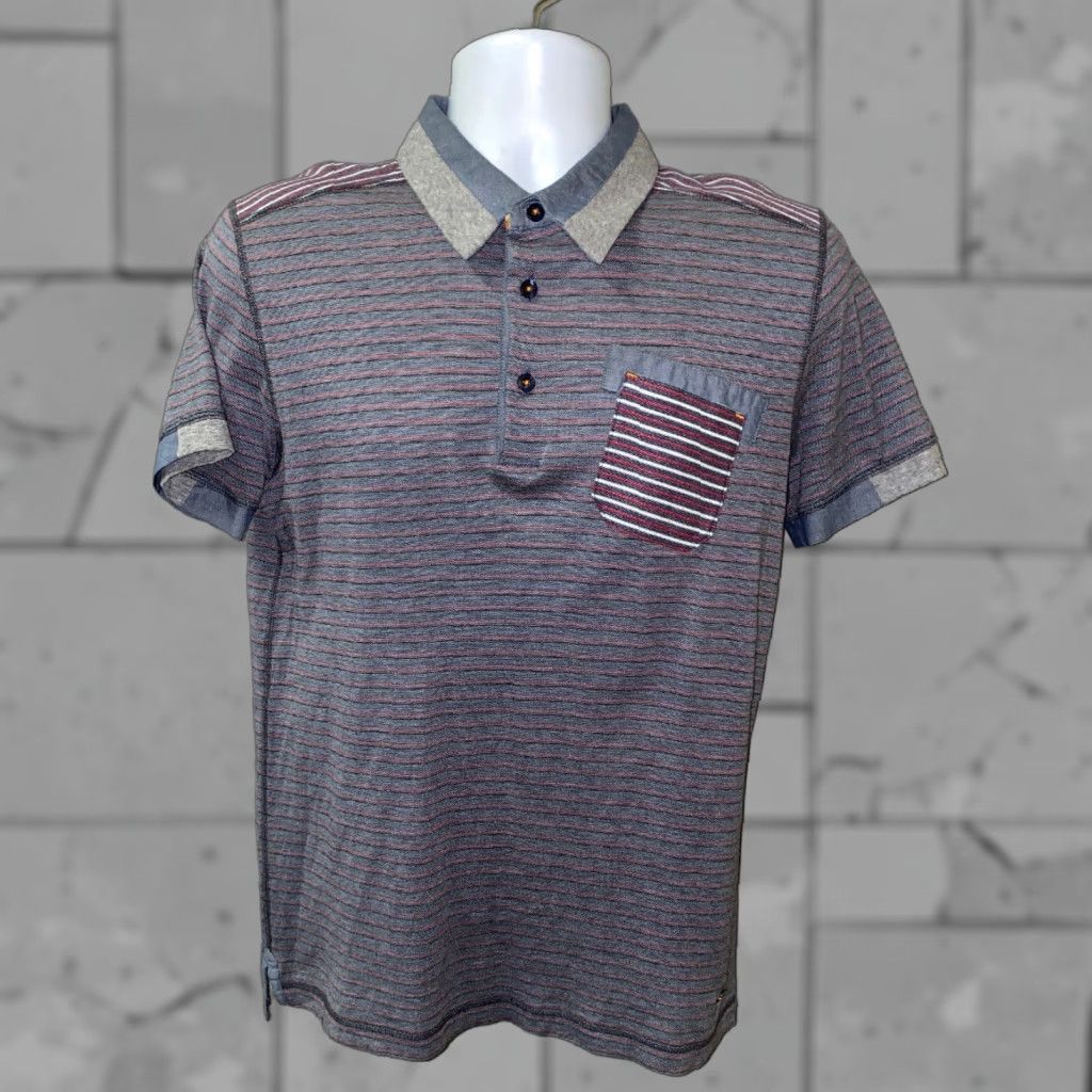Vintage Boss Orange Mens Gray Striped Polo Shirt M Golf Shirt Casual Polo Shirt Mens Size M Gray Striped Short Sleeve Collared Cotton Regular Polo Shirt Size US M / EU 48-50 / 2 - 1 Thumbnail