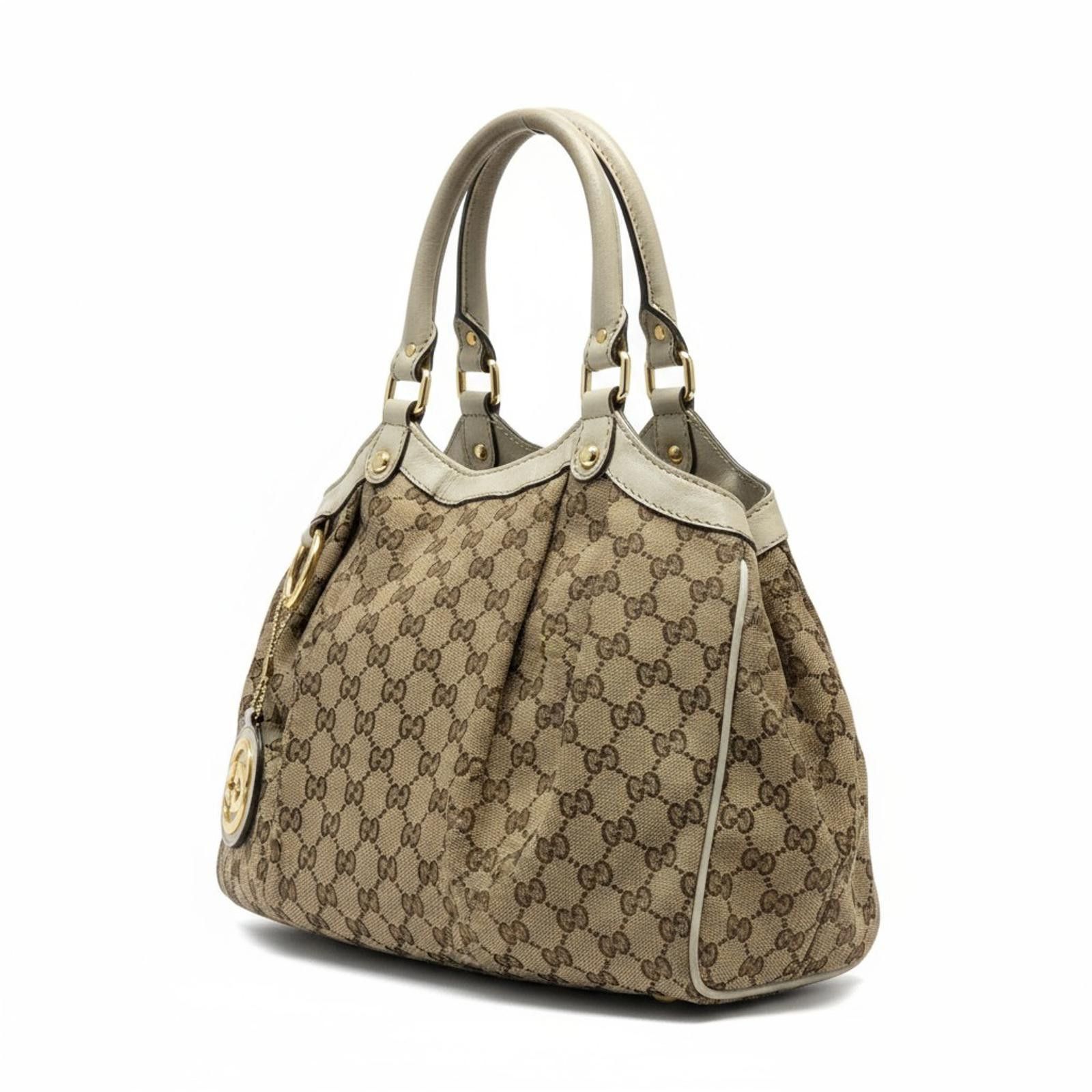 Gucci Gucci - Monogram Canvas Handbag with Leather Trim Size ONE SIZE - 1 Thumbnail