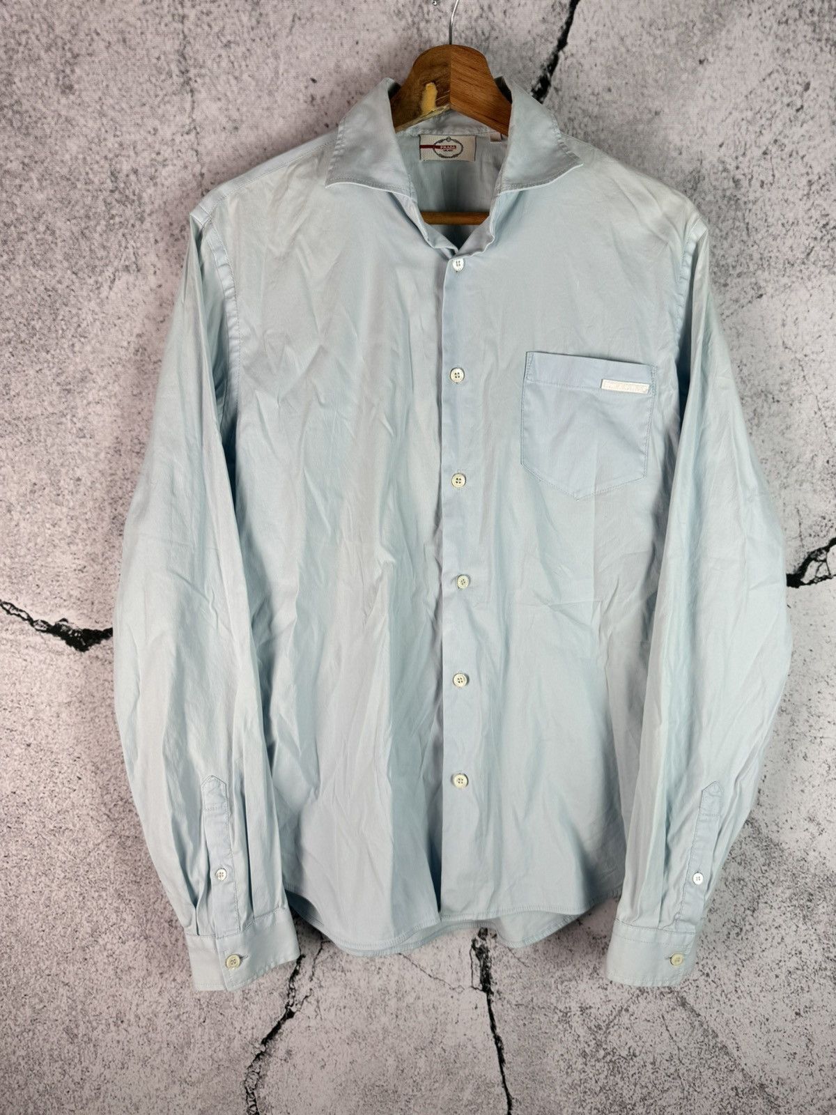 Prada Prada Milano Formal Designer Logo Pocket Shirt Size US L / EU 52-54 / 3 - 1 Thumbnail