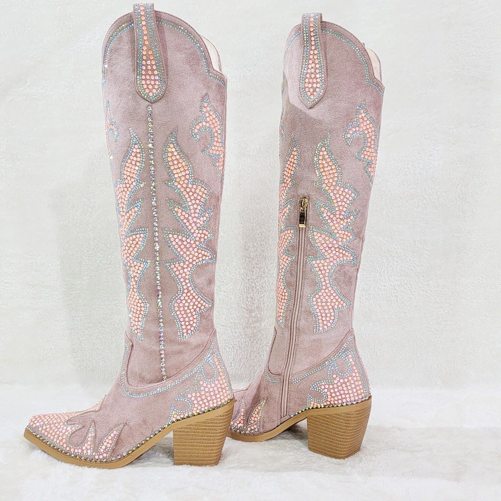 Other Sparks Country Western Cowgirl Knee Boots Dazzleing Iridesce Size US 10 / IT 40 - 3 Thumbnail