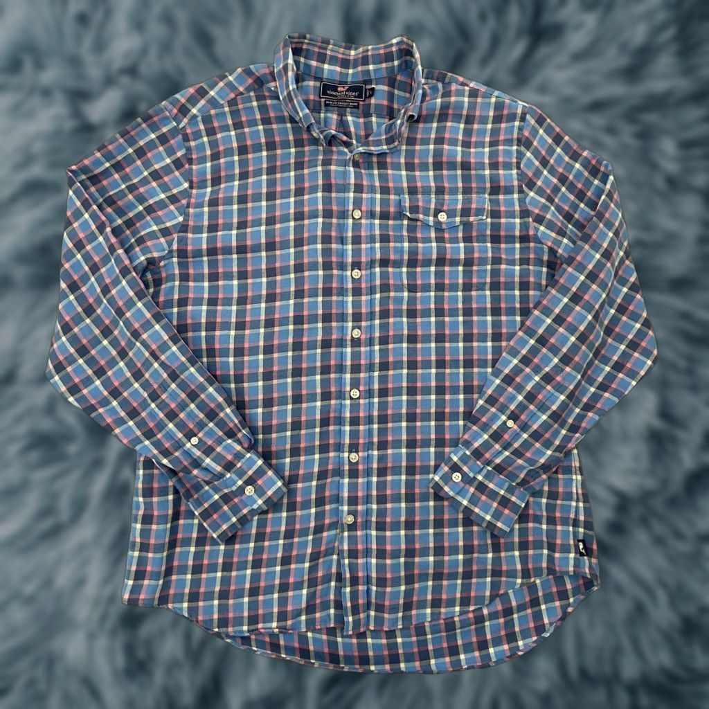Vineyard Vines VINTAGE Vineyard Vines Mens Shirt Adult Large Blue Plaid Long Sleeve Button Slim Fit Crosby 90s Casual Size US L / EU 52-54 / 3 - 1 Thumbnail