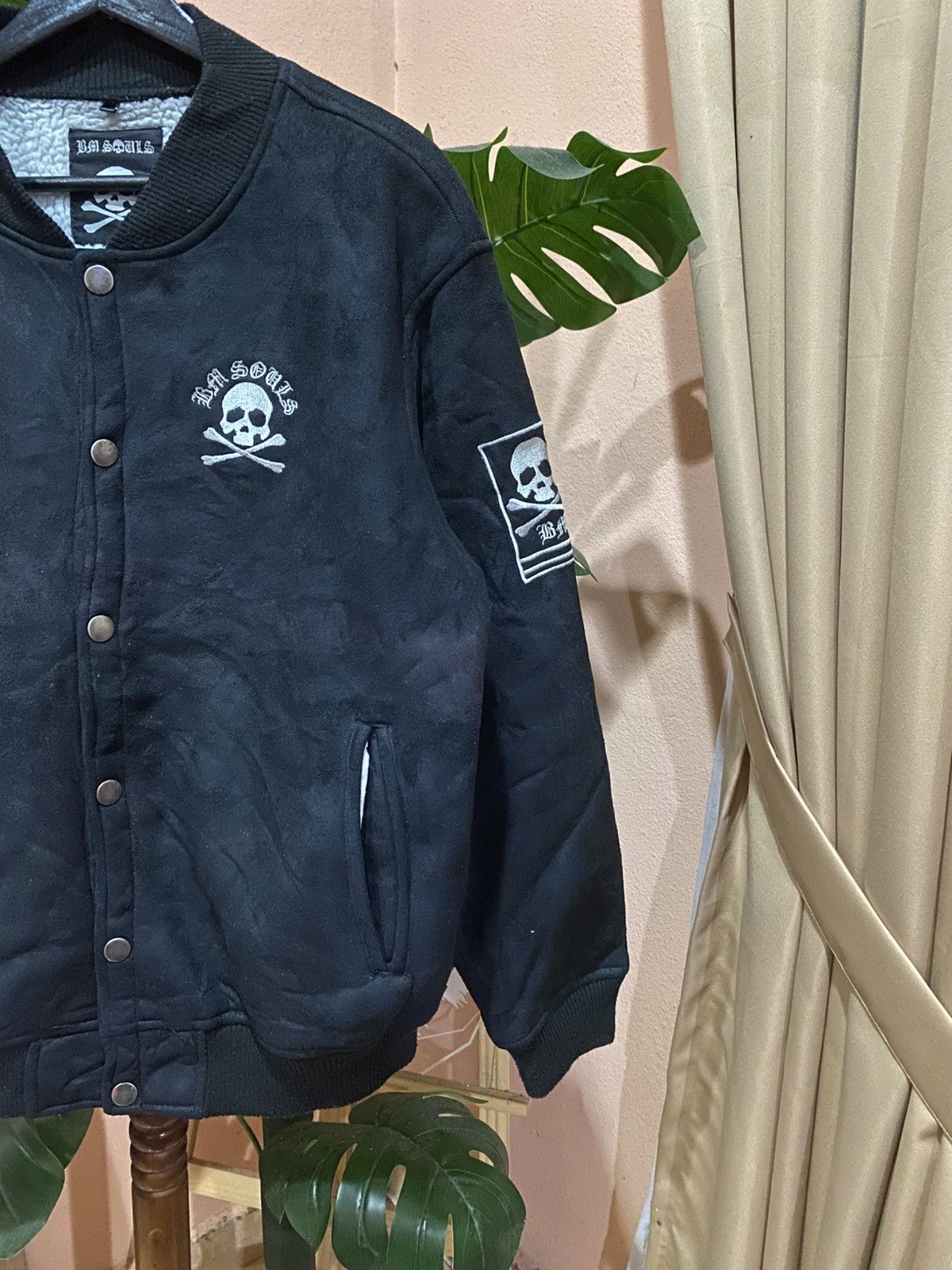 Japanese Brand BM SOULS Black Varsity Skull Jacket Sherpa Streetwear Punk Size US L / EU 52-54 / 3 - 4 Thumbnail