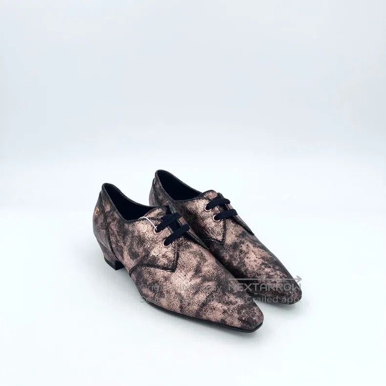 Chanel Chanel Pink gold logo logo lacing pointed toe shoes leathe Size US 6 / IT 36 - 2 Thumbnail