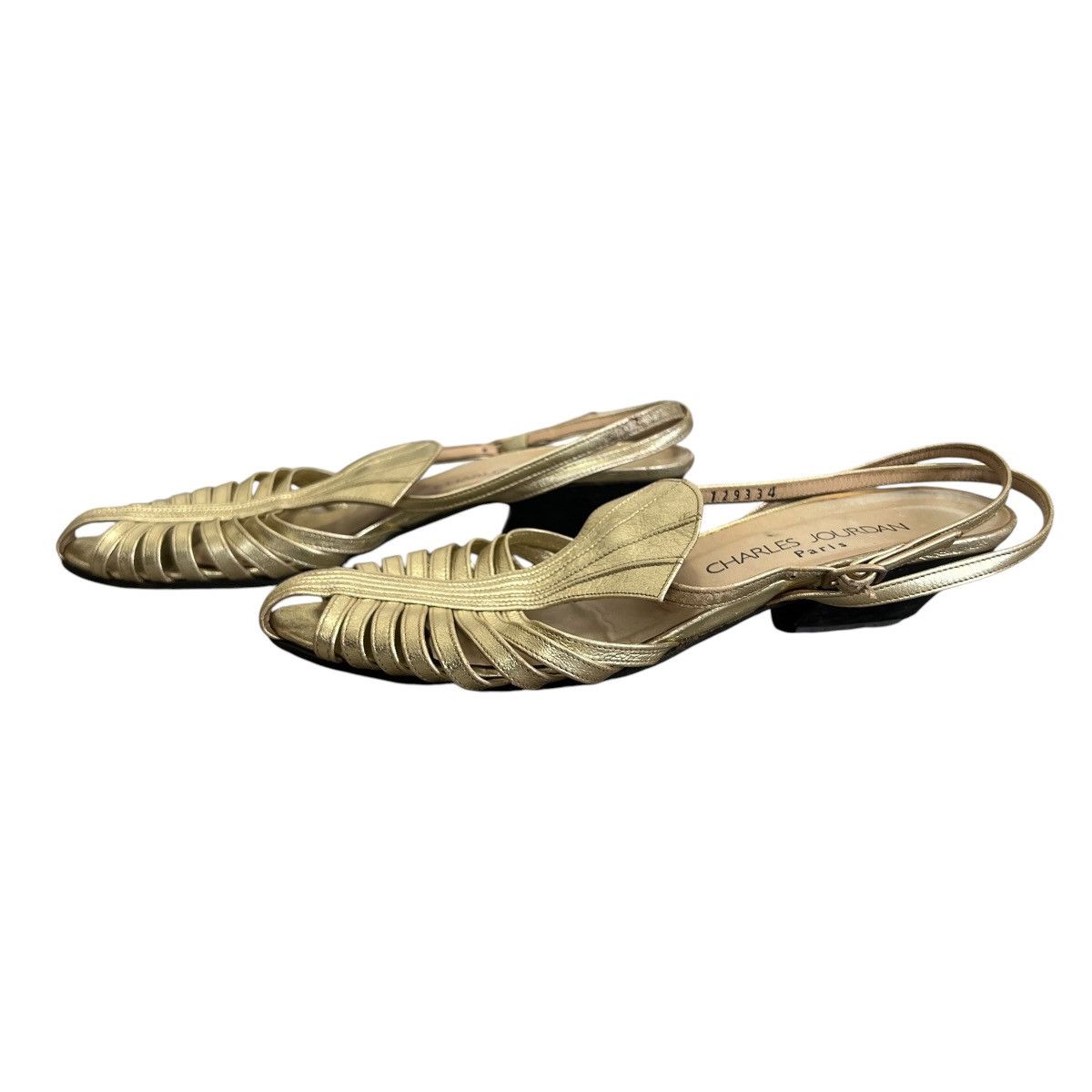 Charles Jourdan Metallic Gold Backstrap Sandals, Women's (Size 6)