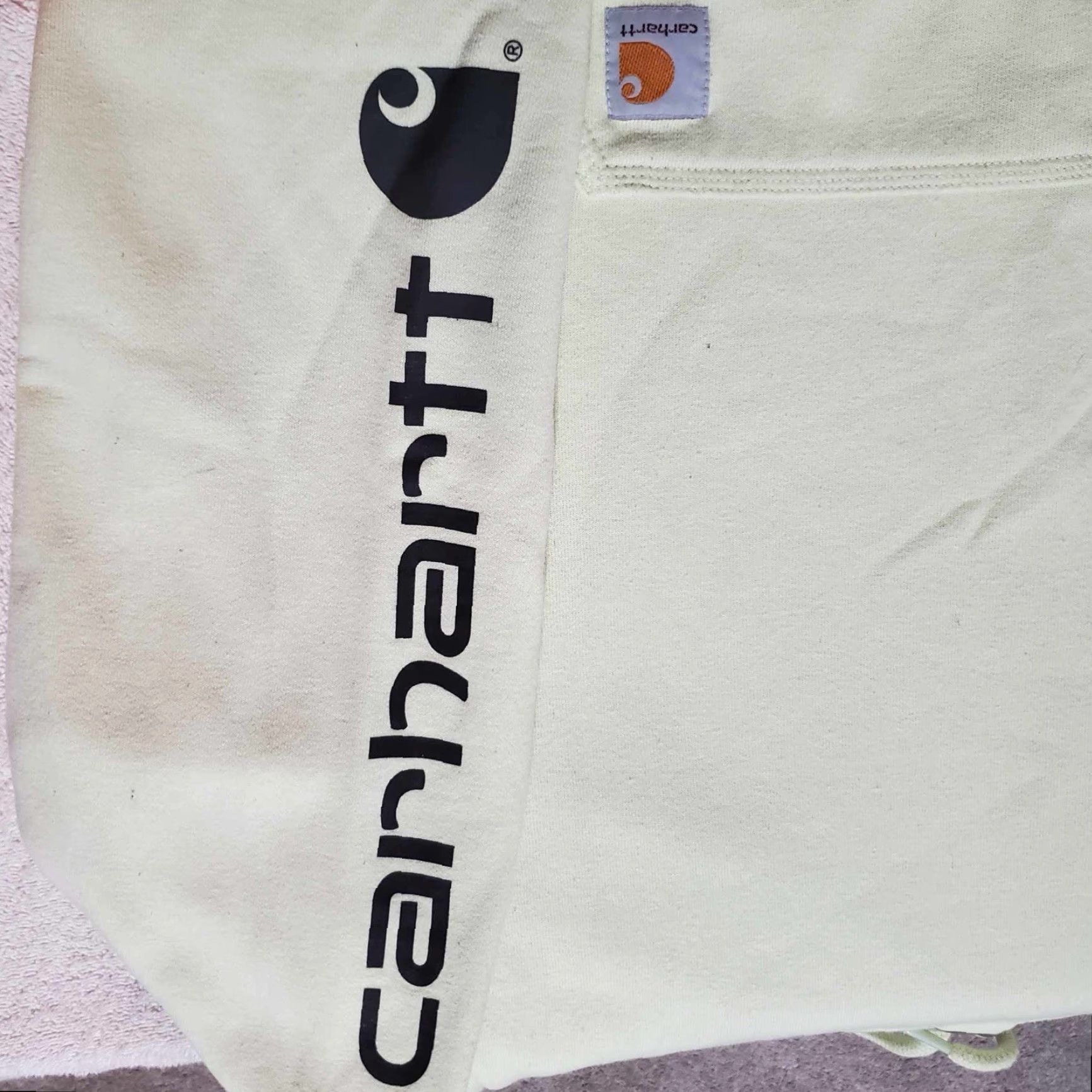 Carhartt Carhartt Hoodie Mens M Lime Color Solid Midweight Relaxed Fit Pullover Hooded with Pockets Logo EUC Size US M / EU 48-50 / 2 - 3 Thumbnail
