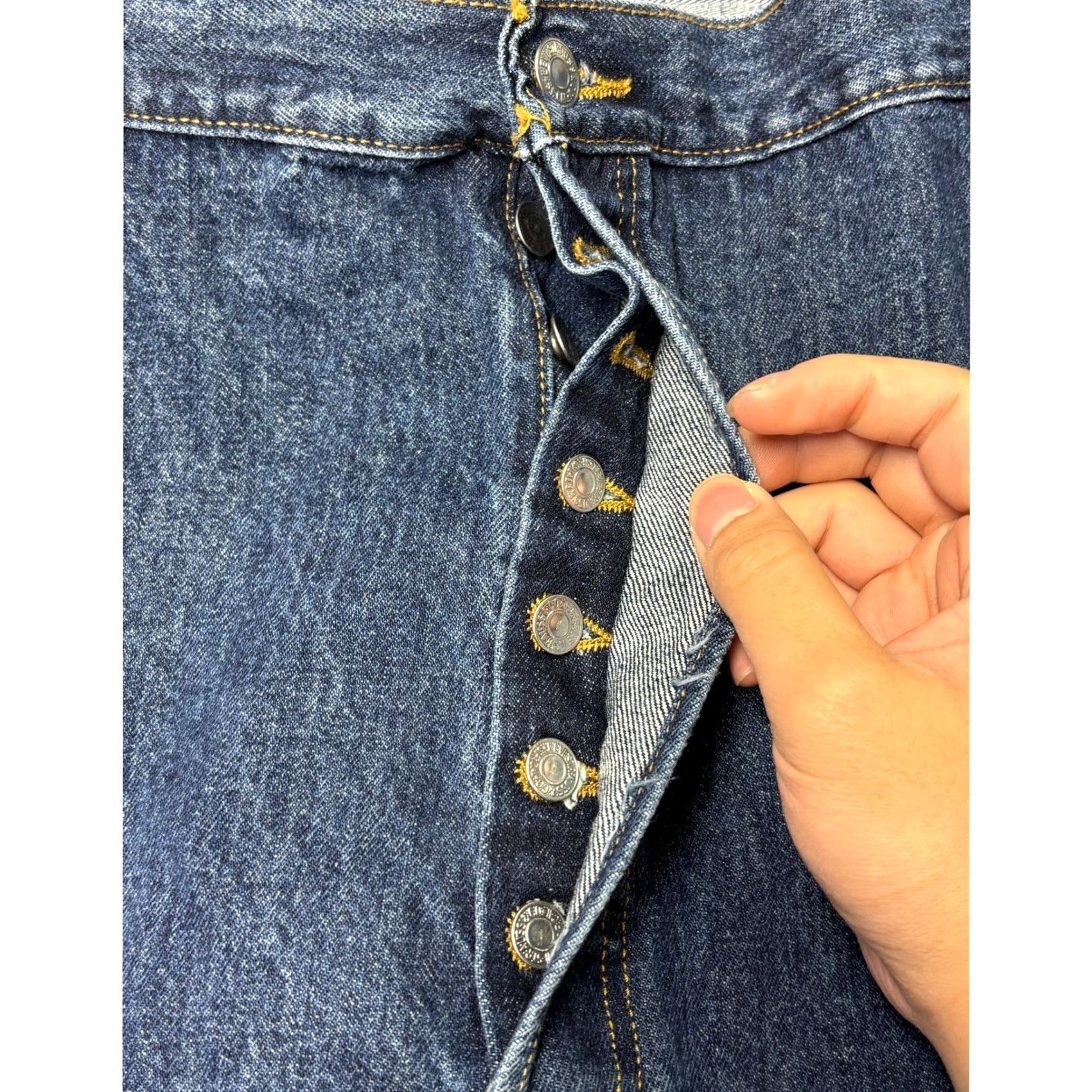 Levi's VINTAGE? No — Levi's 501 Original Fit Big & Tall Jeans Mens 48x30 Dark Wash Blue Button Fly Straight 501 Series Denim Cotton 5-Pocket Size US 32 / EU 48 - 4 Thumbnail