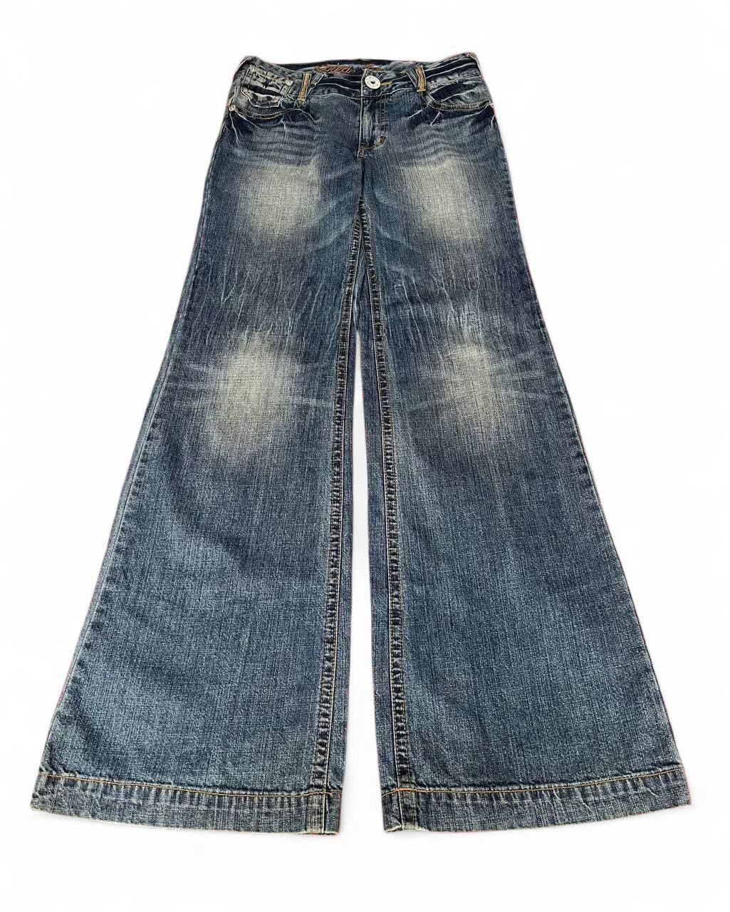 Tornado Mart Flare Colza Jeans baggy distressed clawn mark mud wash jean Size US 28 / EU 44 - 1 Thumbnail