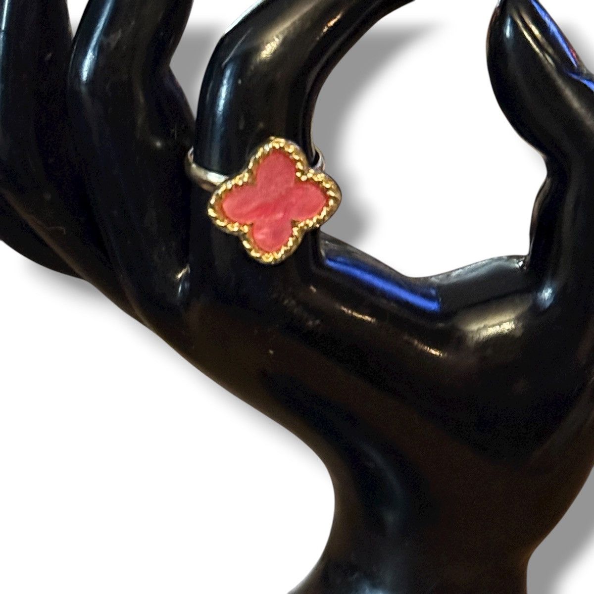 Other Gold tone pink mother of pearl inlay clover ring Size ONE SIZE - 2 Thumbnail