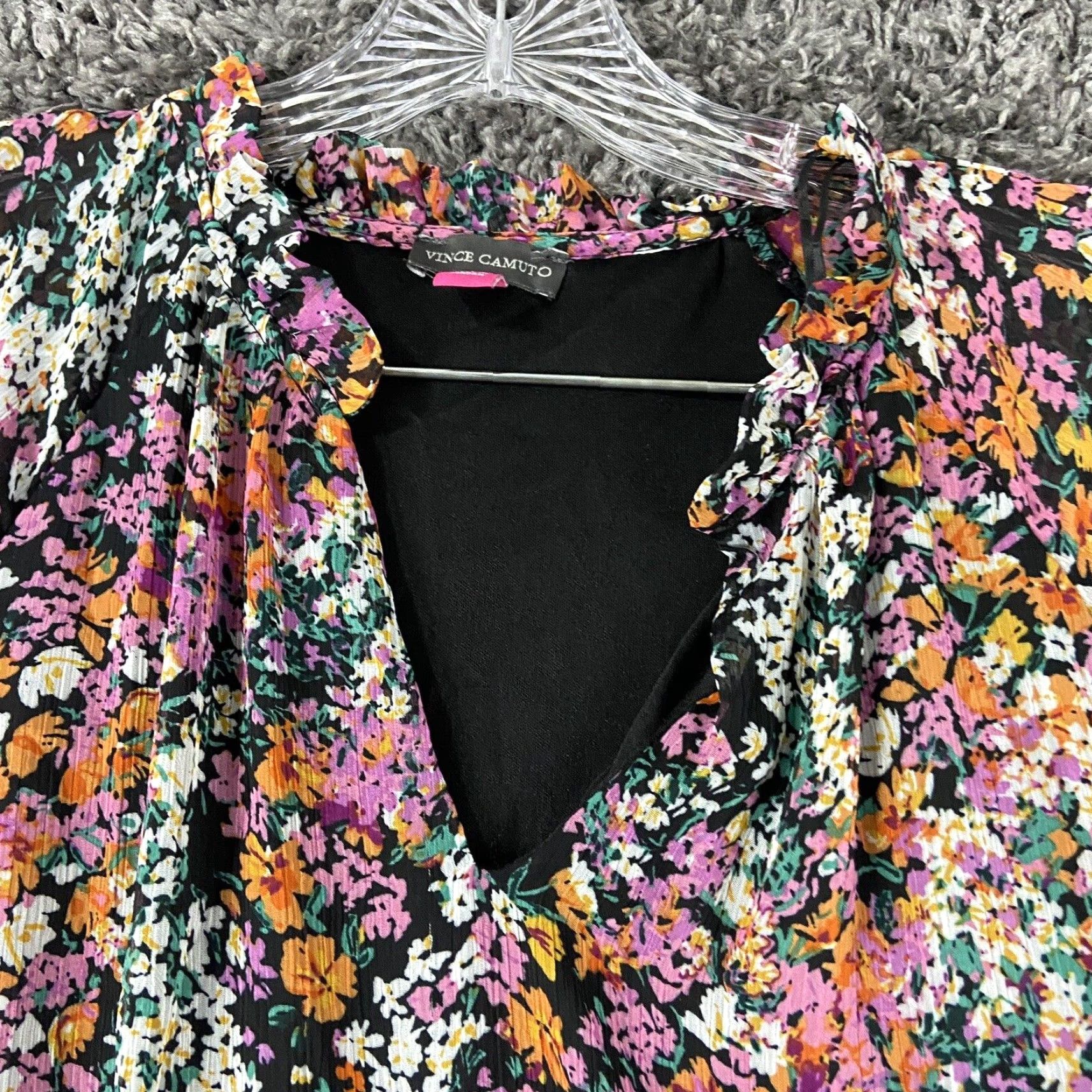 Vince Camuto Vince Camuto Dress Floral Women M Multicolor Knee Length Sheer Long Sleeve A-Line Ladies Mage/S Vibes Womens Size M / US 6-8 / IT 42-44 - 5 Thumbnail
