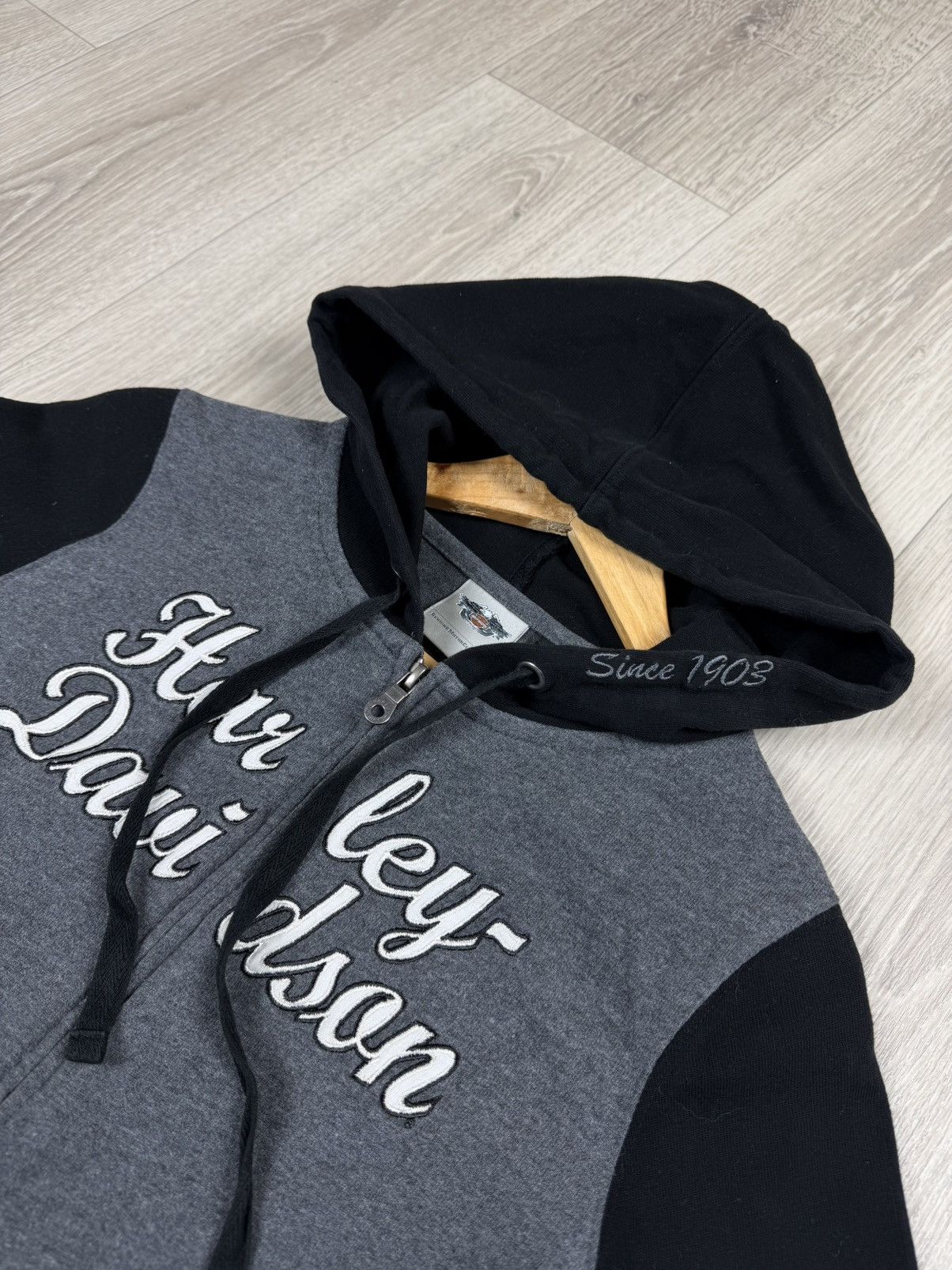 Harley Davidson HARLEY DAVIDSON Full Zip Up Gray Black Sweatshirt Hoodie Size M / US 6-8 / IT 42-44 - 5 Thumbnail