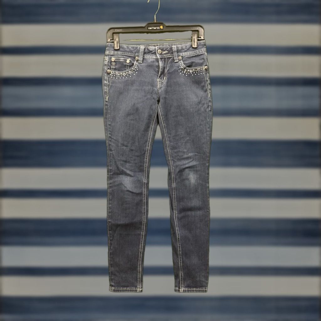 Miss Me Miss Me Jeans Womens 27 Mid Rise Skinny Embellished Y2K Denim Blue Slim 5-Pocket Design Distressed Stretch Vintage Style Womens Jeans Size 27" / US 4 / IT 40 - 1 Thumbnail