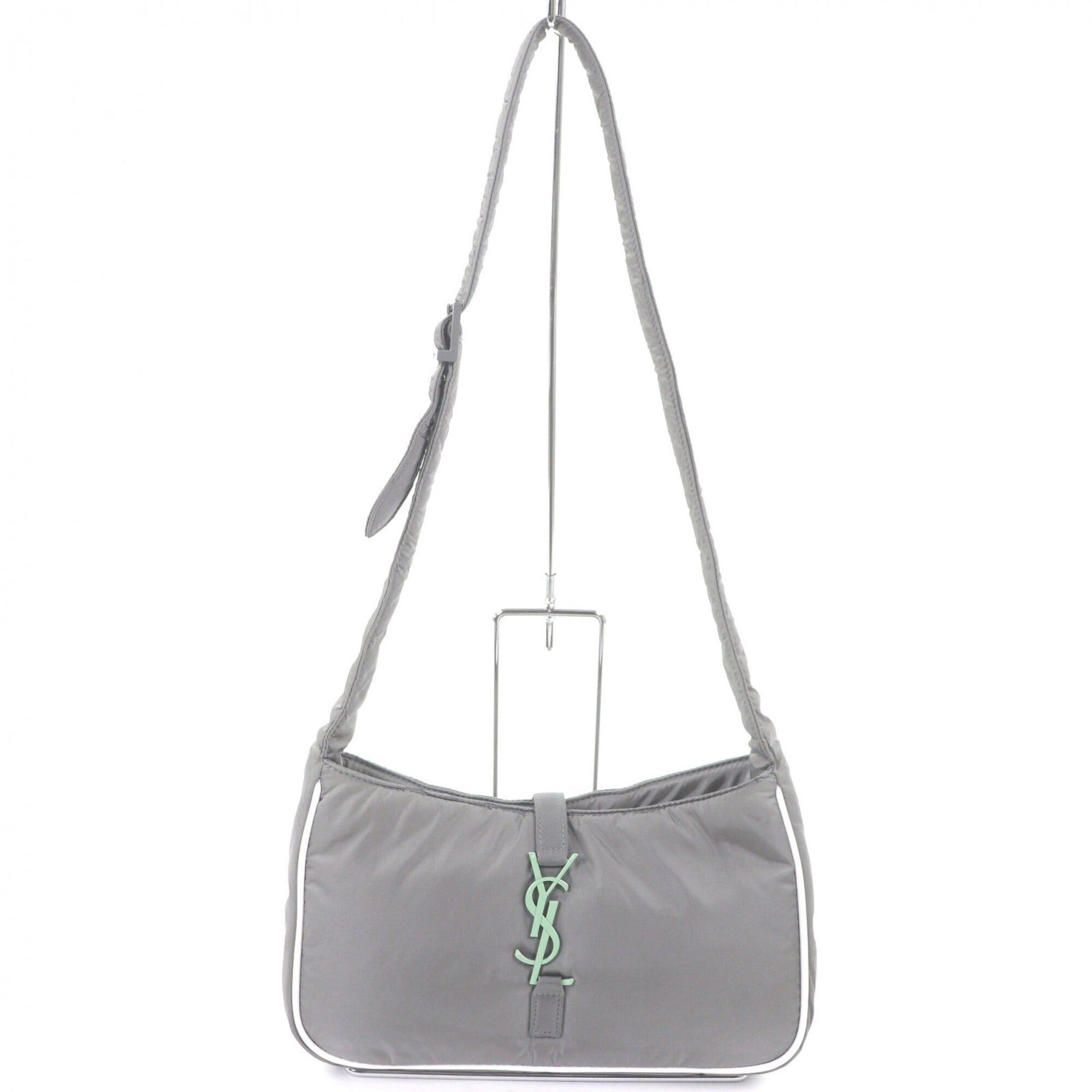 Yves Saint Laurent Yves Saint Laurent SAINT LAURENT PARIS 733294 Nylon Cassandra Logo Hardware One-Shoulder Bag, Gray, with Dust Made in Italy, Women's Size ONE SIZE - 1 Thumbnail