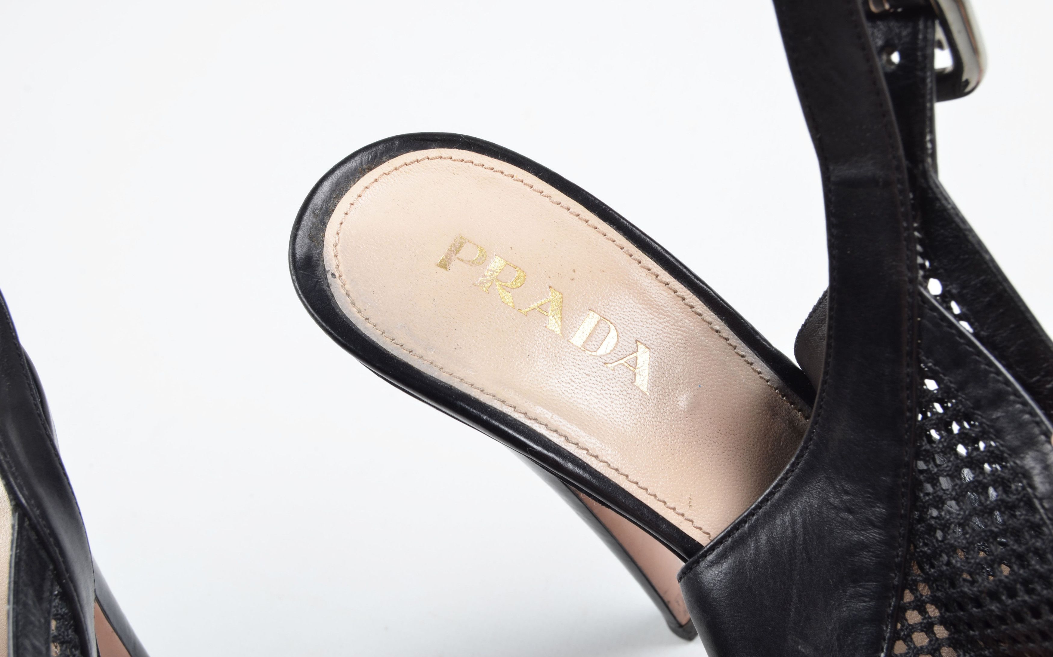 Prada PRADA 90's Mesh Peep Toe Platform Slingback Stiletto Heels Size US 6 / IT 36 - 4 Thumbnail