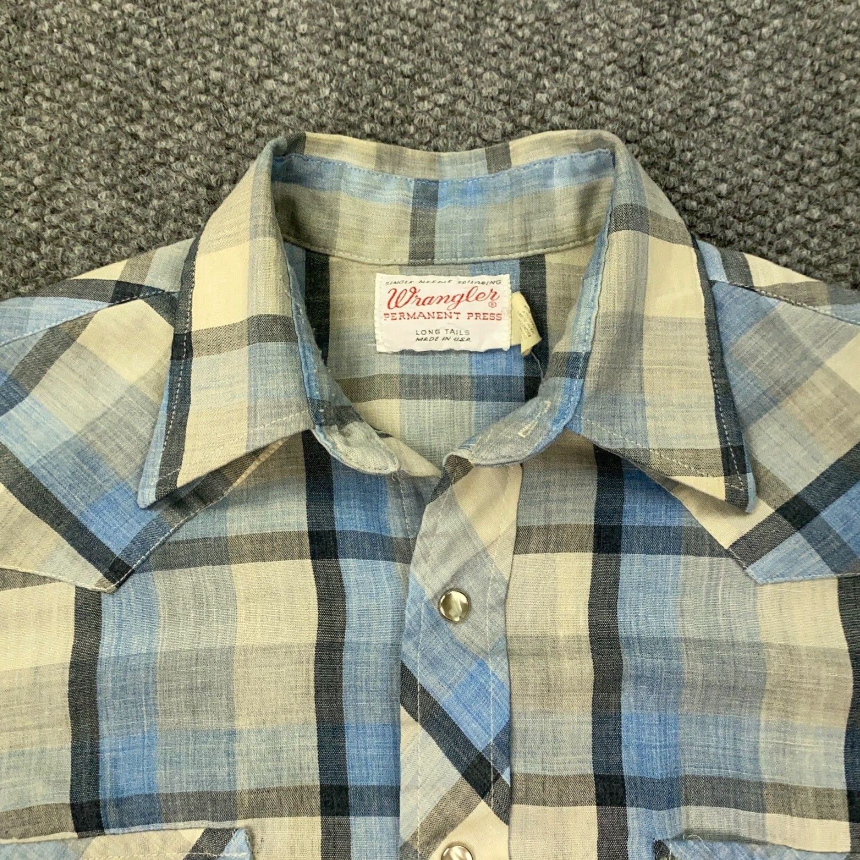 Wrangler Wrangler Mens Shirt VTG Size 15 1/2 Blue Plaid Pearl Snap Cowboy Size US M / EU 48-50 / 2 - 3 Thumbnail