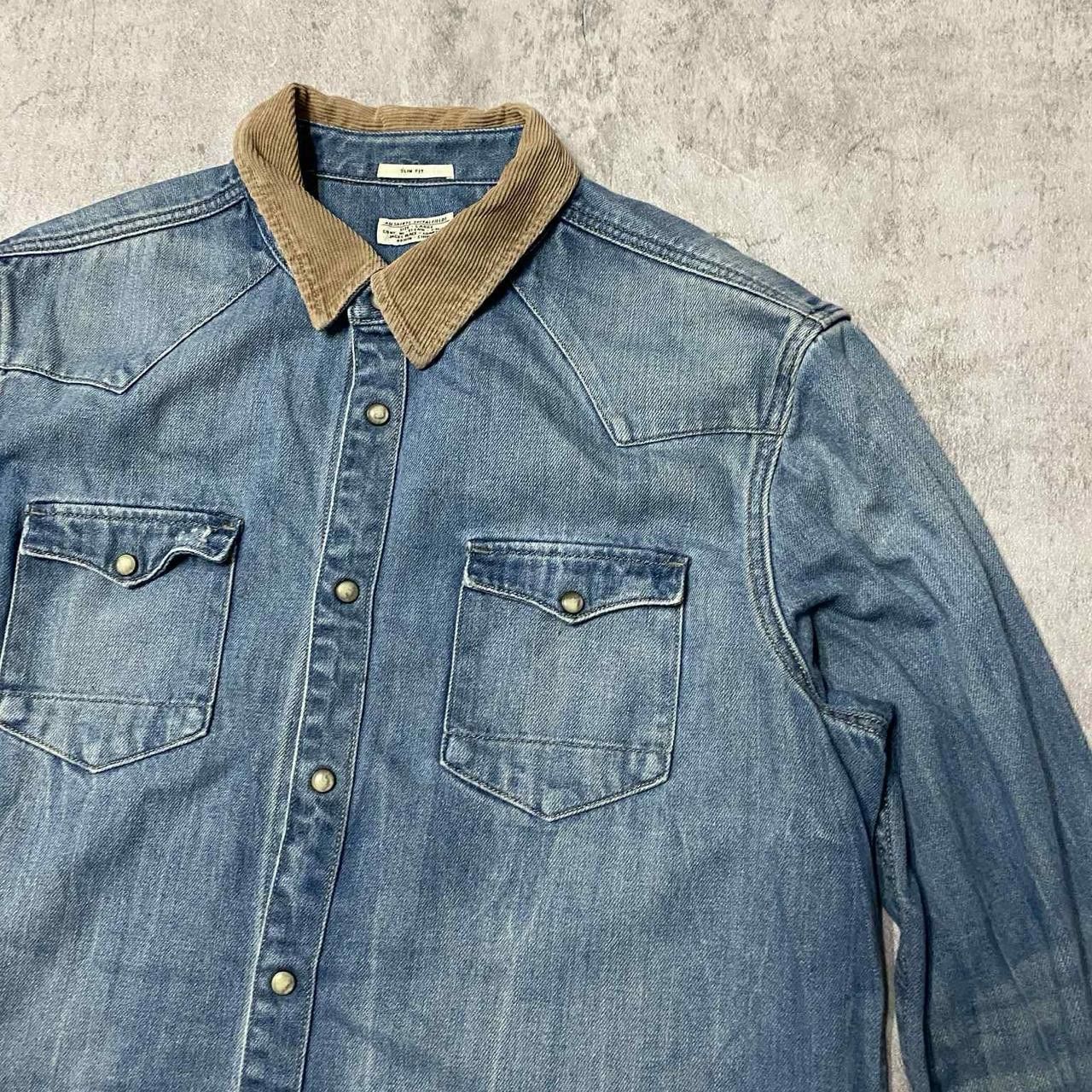Other Blue denim button-up shirt with tan collar Size US M / EU 48-50 / 2 - 2 Thumbnail