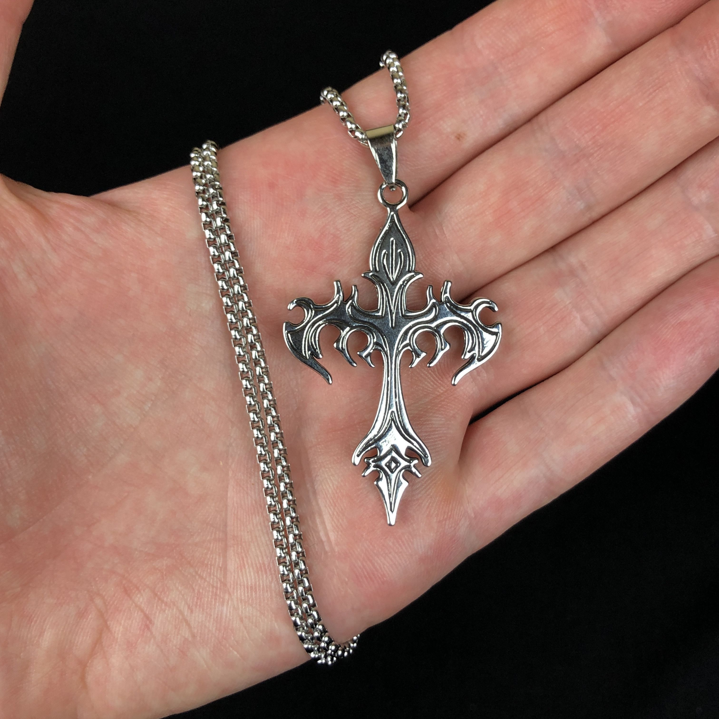 Jewelry Gothic Cross Necklace Punk chain Size ONE SIZE - 2 Thumbnail