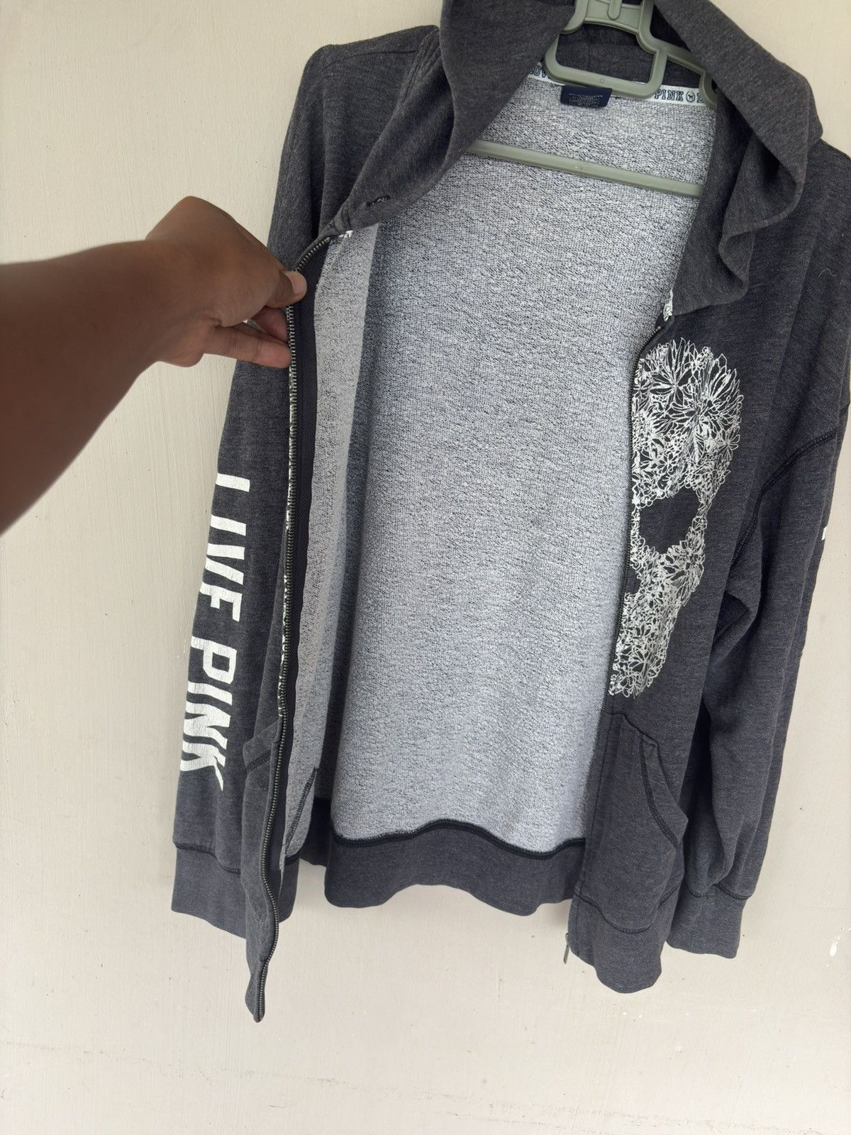 Pink PINK Skull Print Full Zip Hoodie Charcoal Grey Size US M / EU 48-50 / 2 - 5 Thumbnail