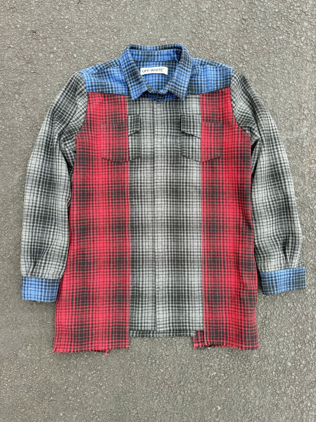 Off-White × Virgil Abloh Off White By Virgil Abloh Patchwork Flannel Jacket Size US L / EU 52-54 / 3 - 2 Thumbnail