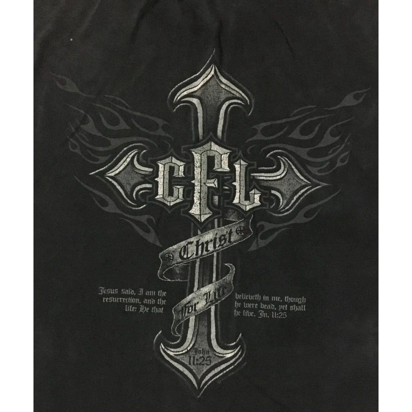 Alife Vtg Christ For Life Thrashed Faded Flames Cross Shirt L God Funny Biker Grunge Fire Y2K Size US L / EU 52-54 / 3 - 3 Thumbnail
