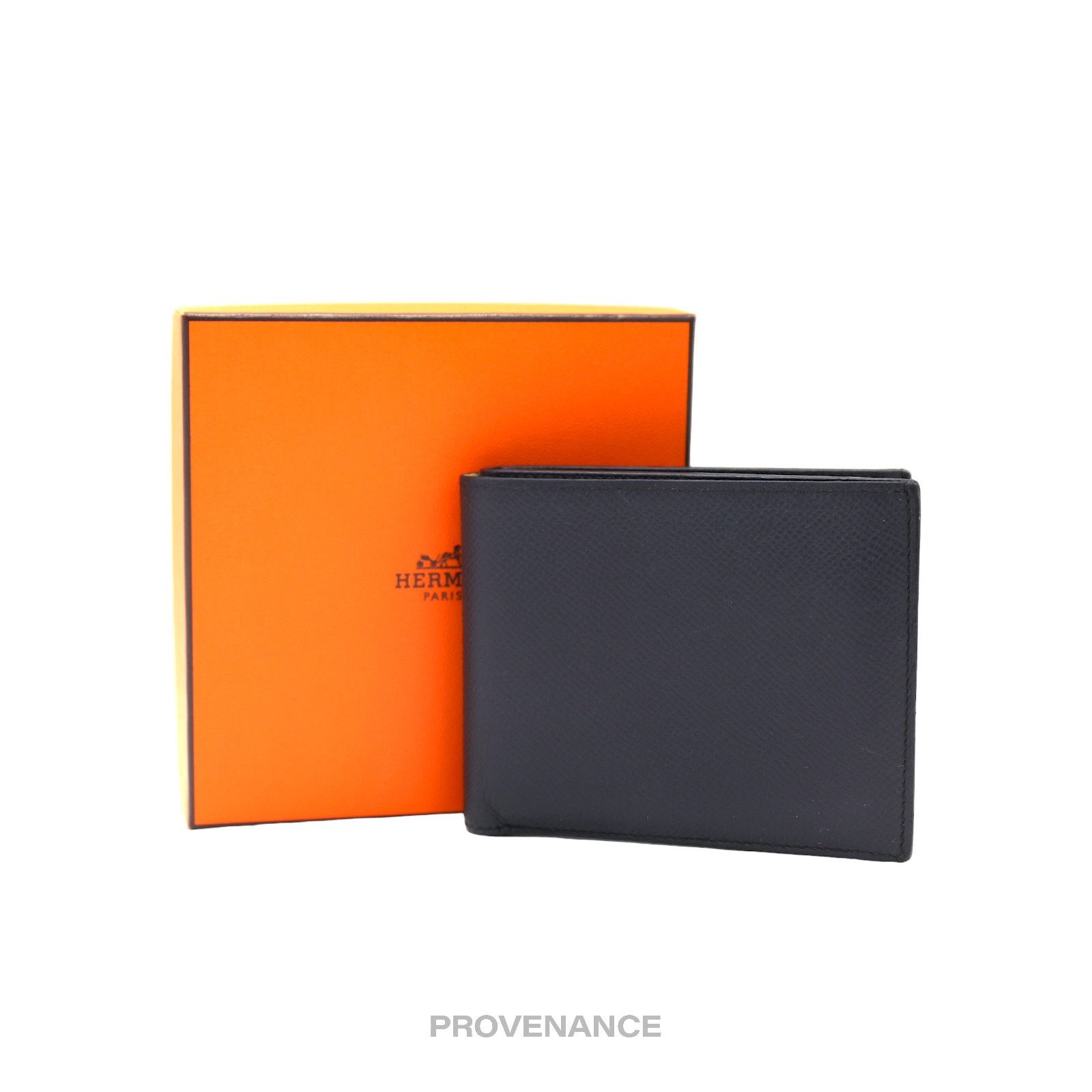 Hermes 🔴 Hermes Citizen Twill Compact Wallet - Bleu Nuit Epsom Size ONE SIZE - 1 Thumbnail
