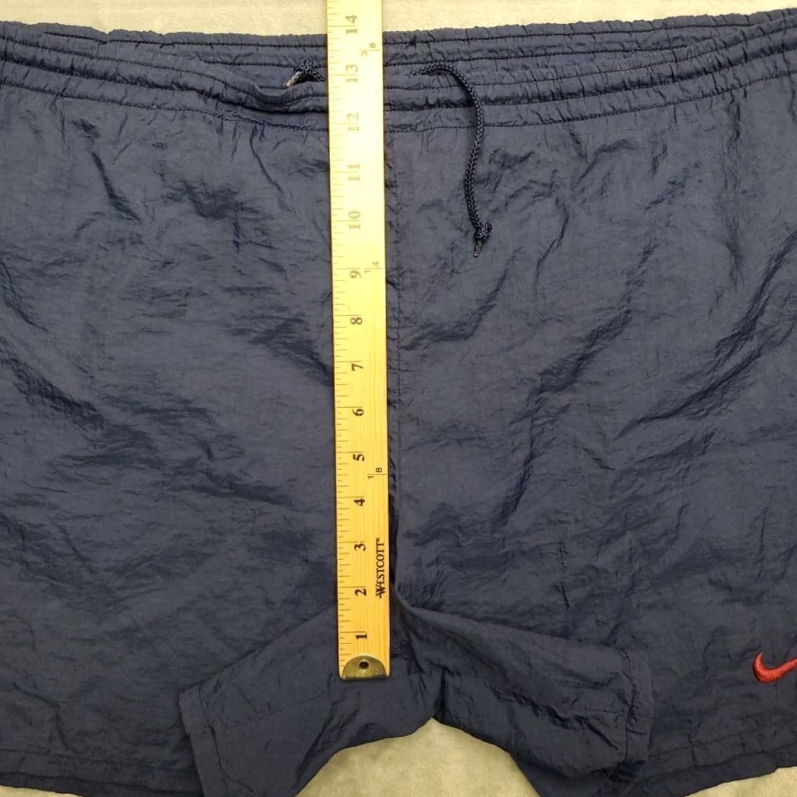 Nike Vintage Nike Shorts Men Large Blue Lined Giant Swoosh Windbreaker 100% Nylon 90s Size US 33 - 7 Thumbnail